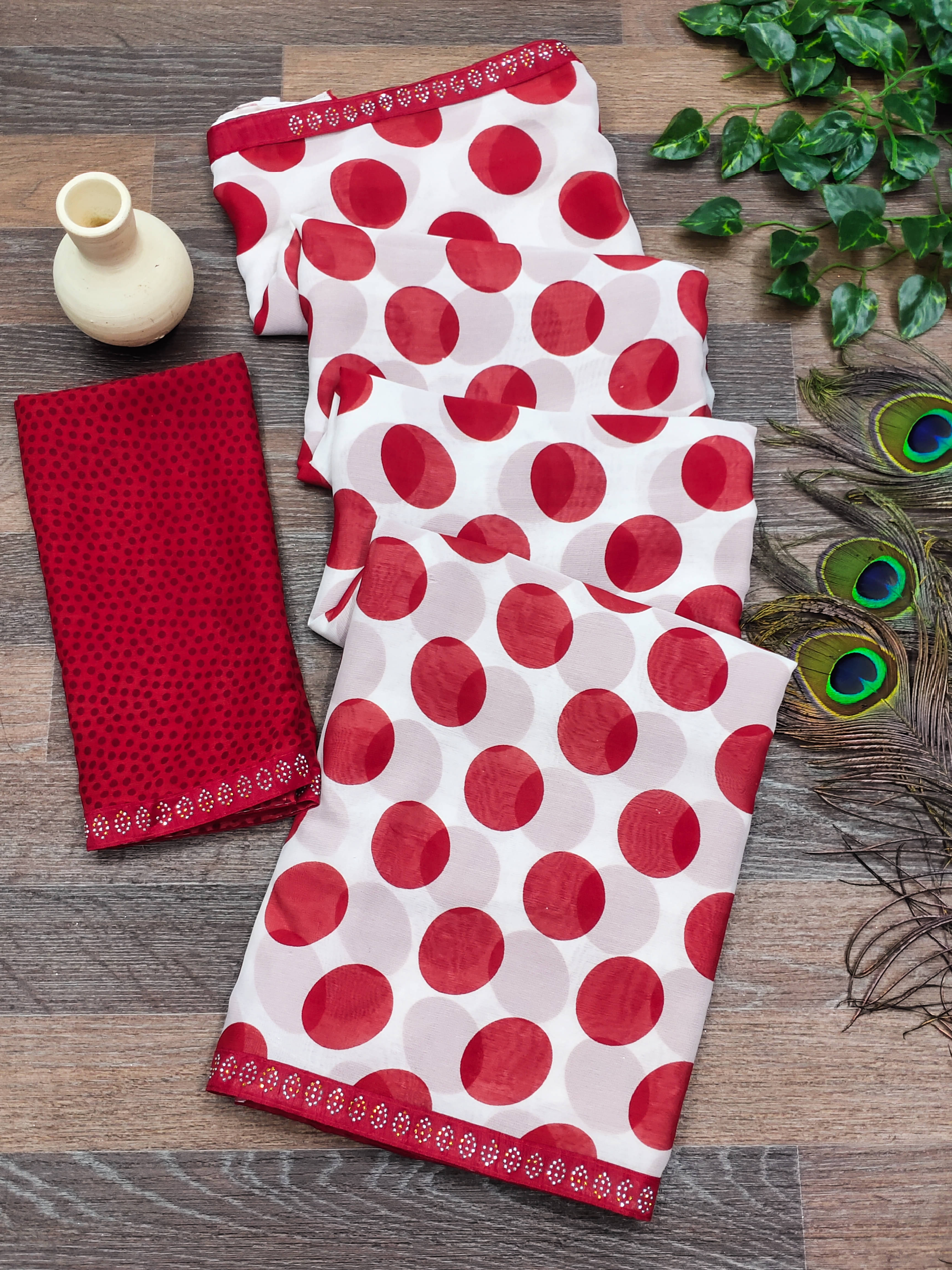 Kashvi Sarees Georgette Embellished Chanderi saree With Unstitched Blouse Piece ( White )     			Kashvi Sarees Georgette Embellished Chanderi saree With Unstitched Blouse Piece ( White )