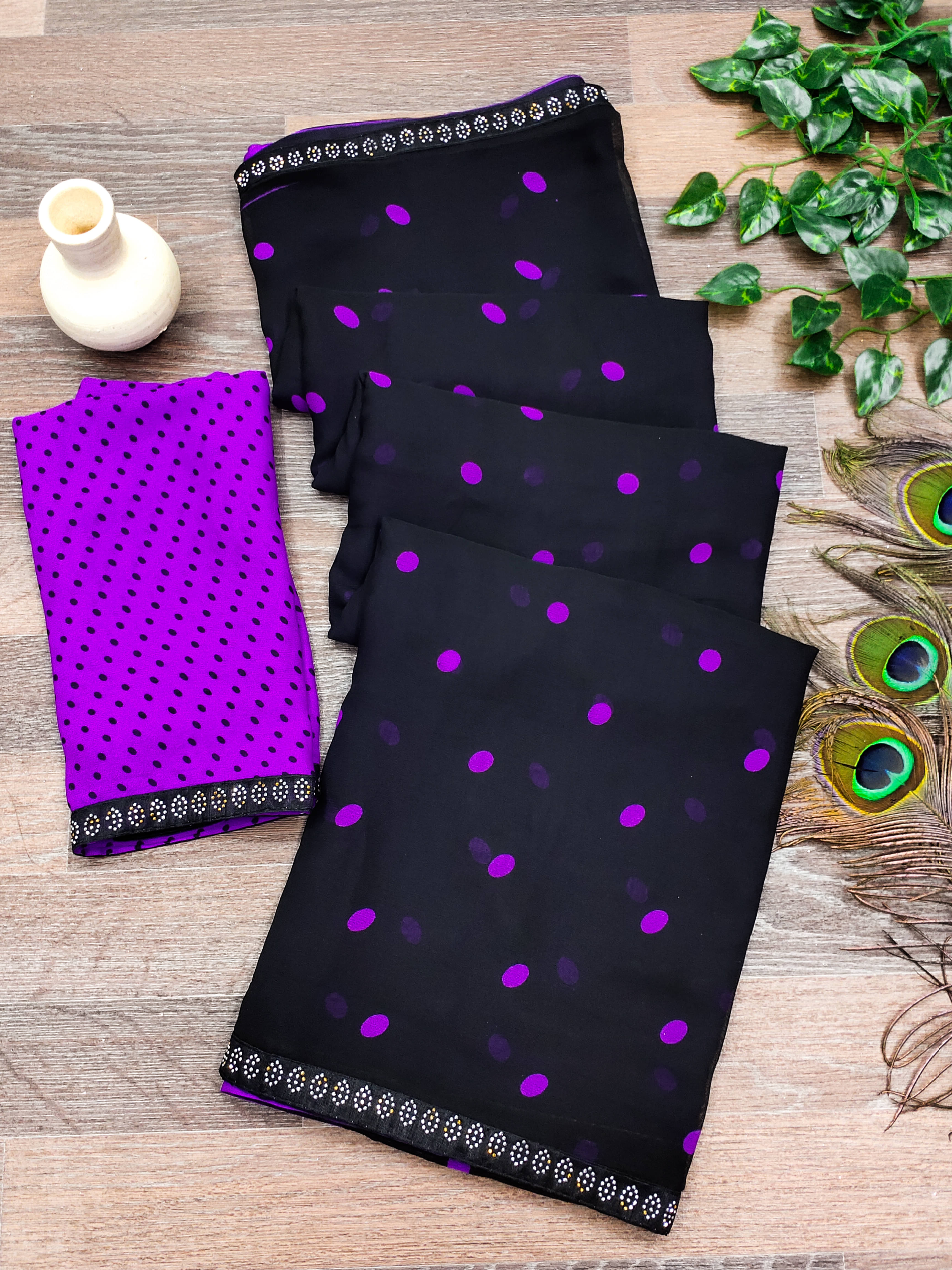 Kashvi Sarees Georgette Embellished Chanderi saree With Unstitched Blouse Piece ( Purple ) Kashvi Sarees Georgette Embellished Chanderi saree With Unstitched Blouse Piece ( Purple )