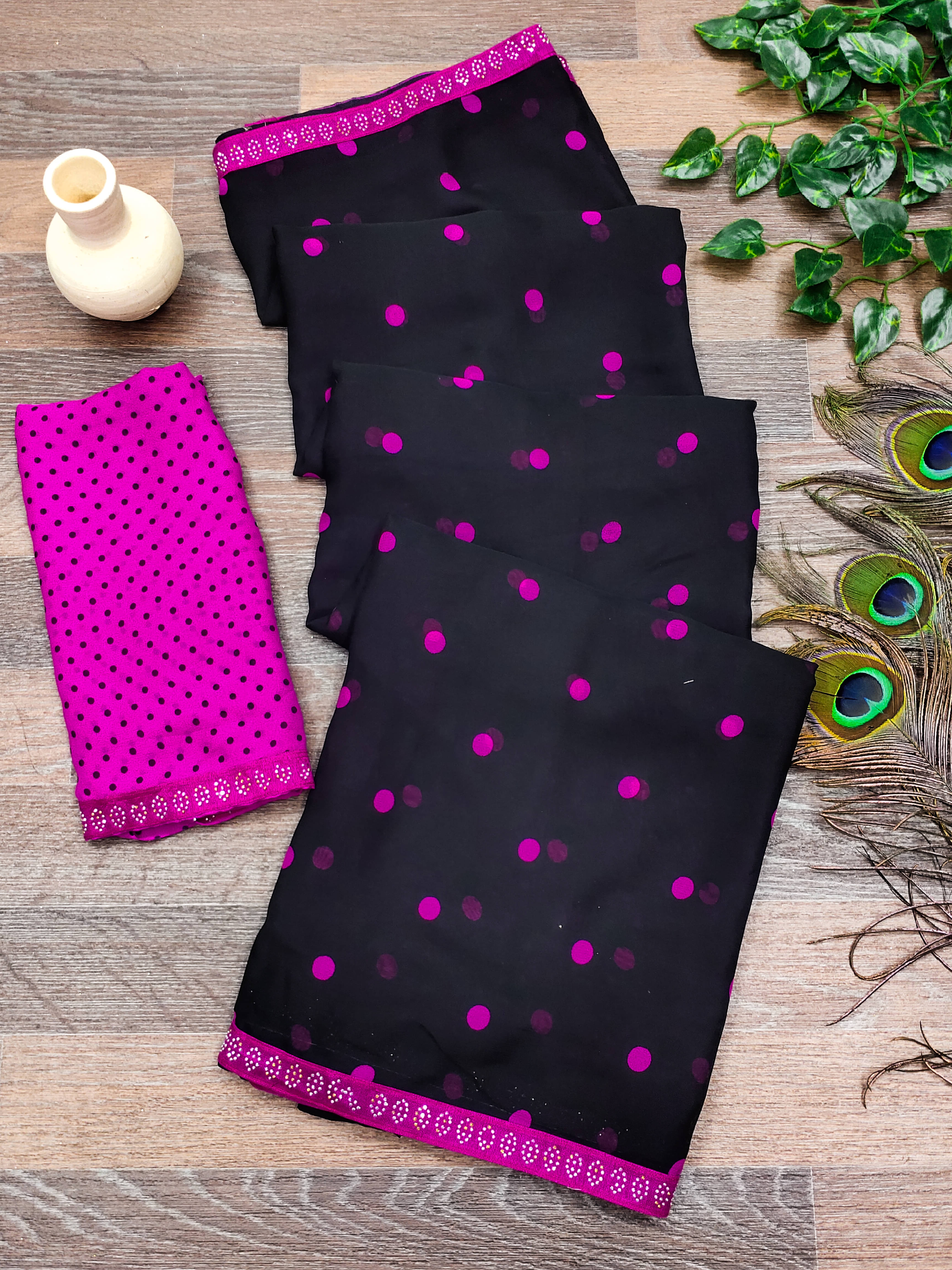 Kashvi Sarees Georgette Embellished Chanderi saree With Unstitched Blouse Piece ( Pink ) Kashvi Sarees Georgette Embellished Chanderi saree With Unstitched Blouse Piece ( Pink )