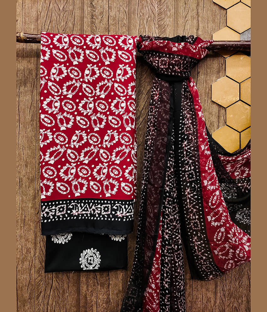 Kashvi Sarees Women Crepe Unstitched Dress Material ( Red ) - Unstitched Fabrics | Buy online on ZillyBuy