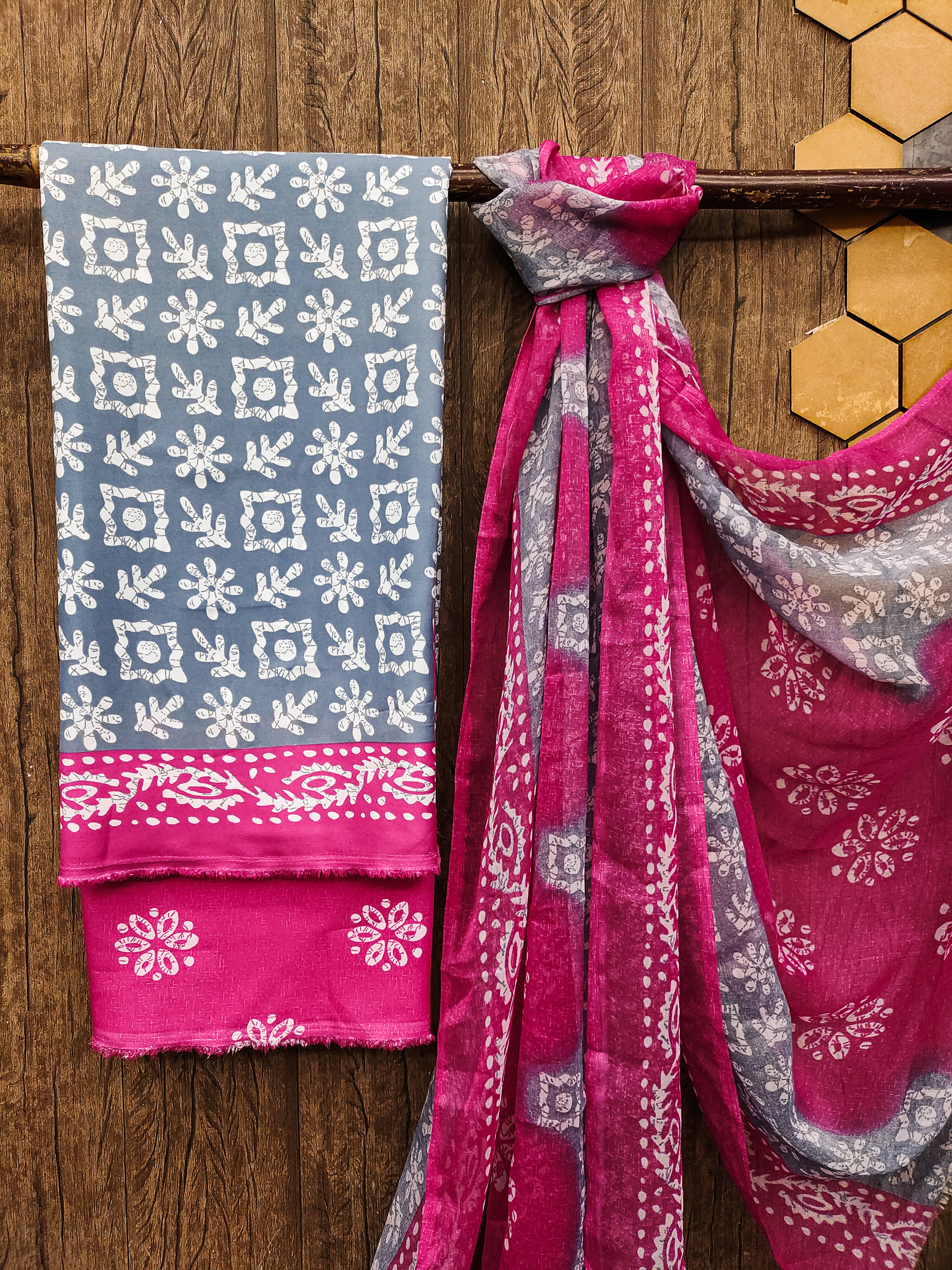 Kashvi Sarees Women Crepe Unstitched Dress Material ( Grey ) - Unstitched Fabrics | Buy online on ZillyBuy