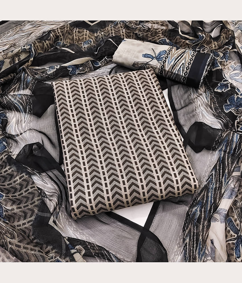 Kashvi Sarees Women Crepe Unstitched Dress Material ( Grey ) - Unstitched Fabrics | Buy online on ZillyBuy