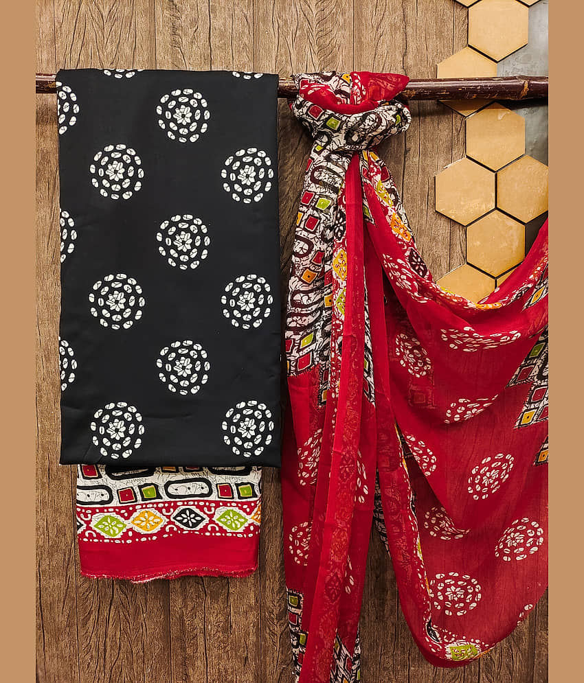 Kashvi Sarees Women Crepe Unstitched Dress Material ( Black ) - Unstitched Fabrics | Buy online on ZillyBuy