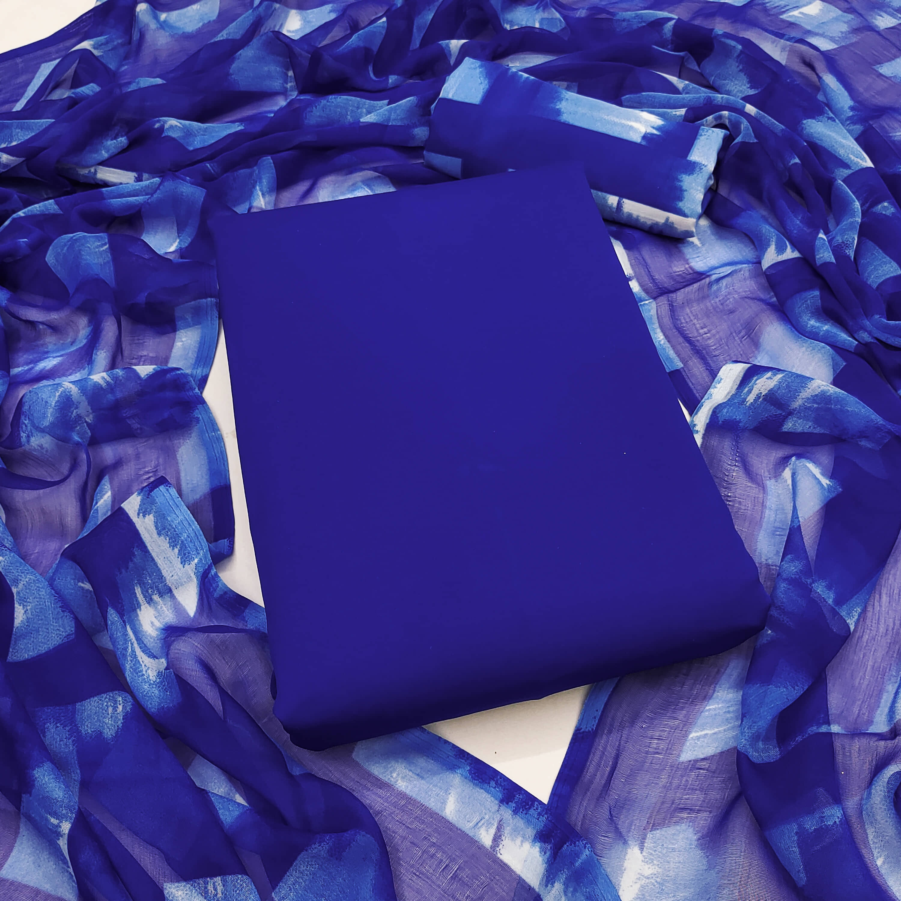 Kashvi Sarees Women Crepe Unstitched Dress Material ( Blue ) - Unstitched Fabrics | Buy online on ZillyBuy