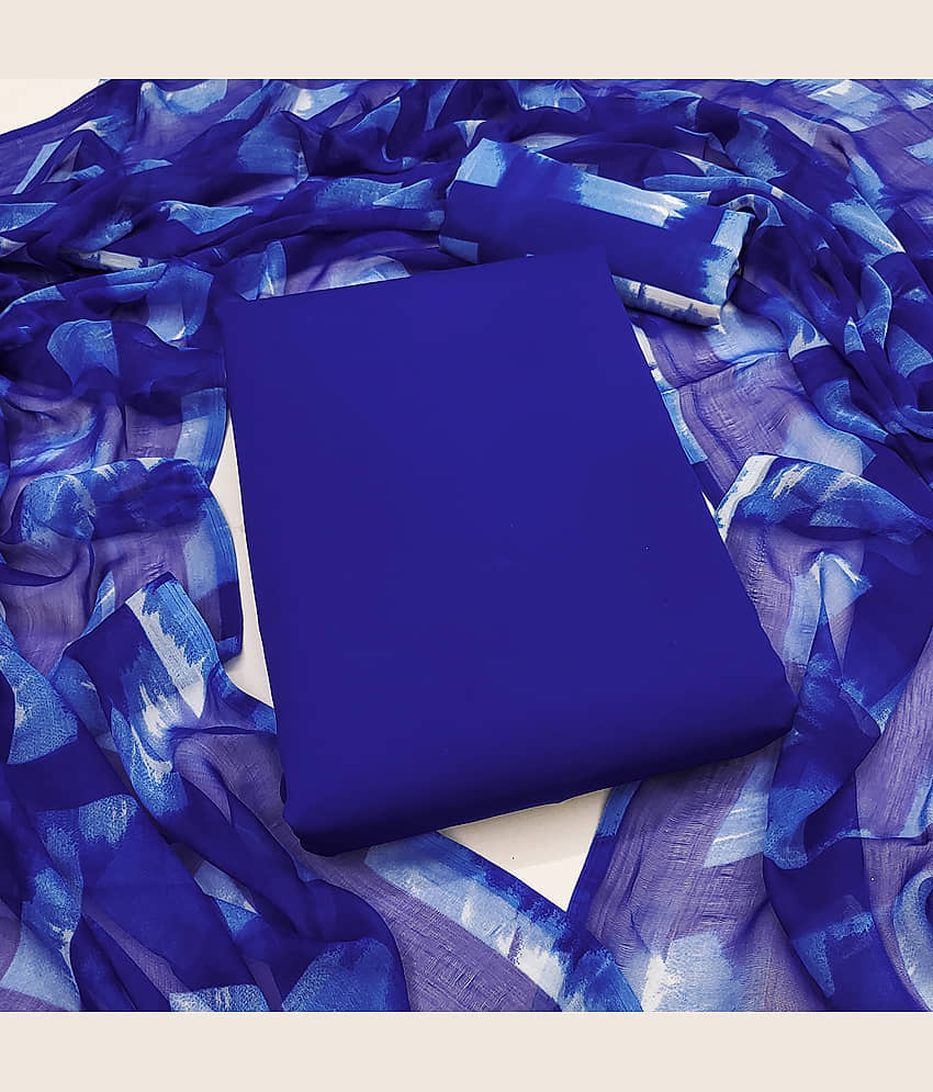 Kashvi Sarees Women Crepe Unstitched Dress Material ( Blue ) - Unstitched Fabrics | Buy online on ZillyBuy