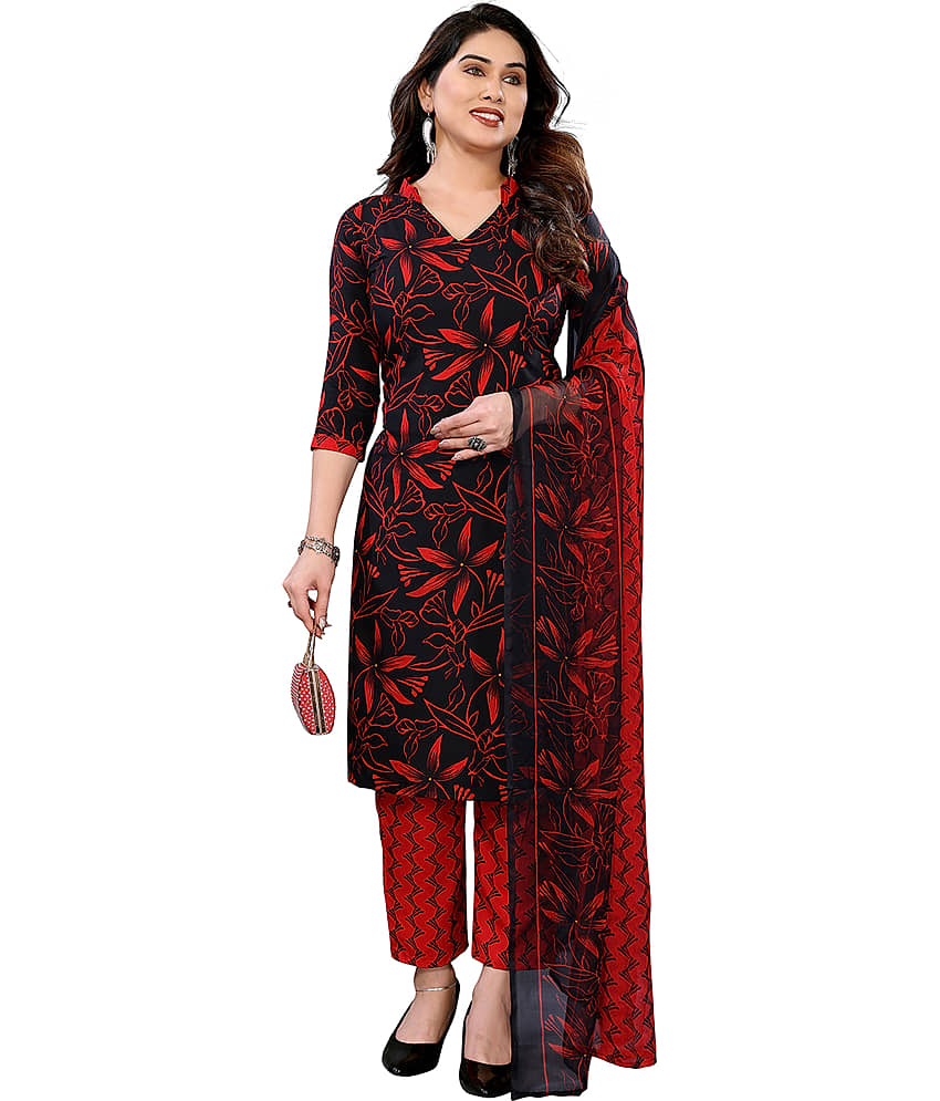 Kashvi Sarees Women Crepe Unstitched Dress Material ( BLACK ) - Unstitched Fabrics | Buy online on ZillyBuy