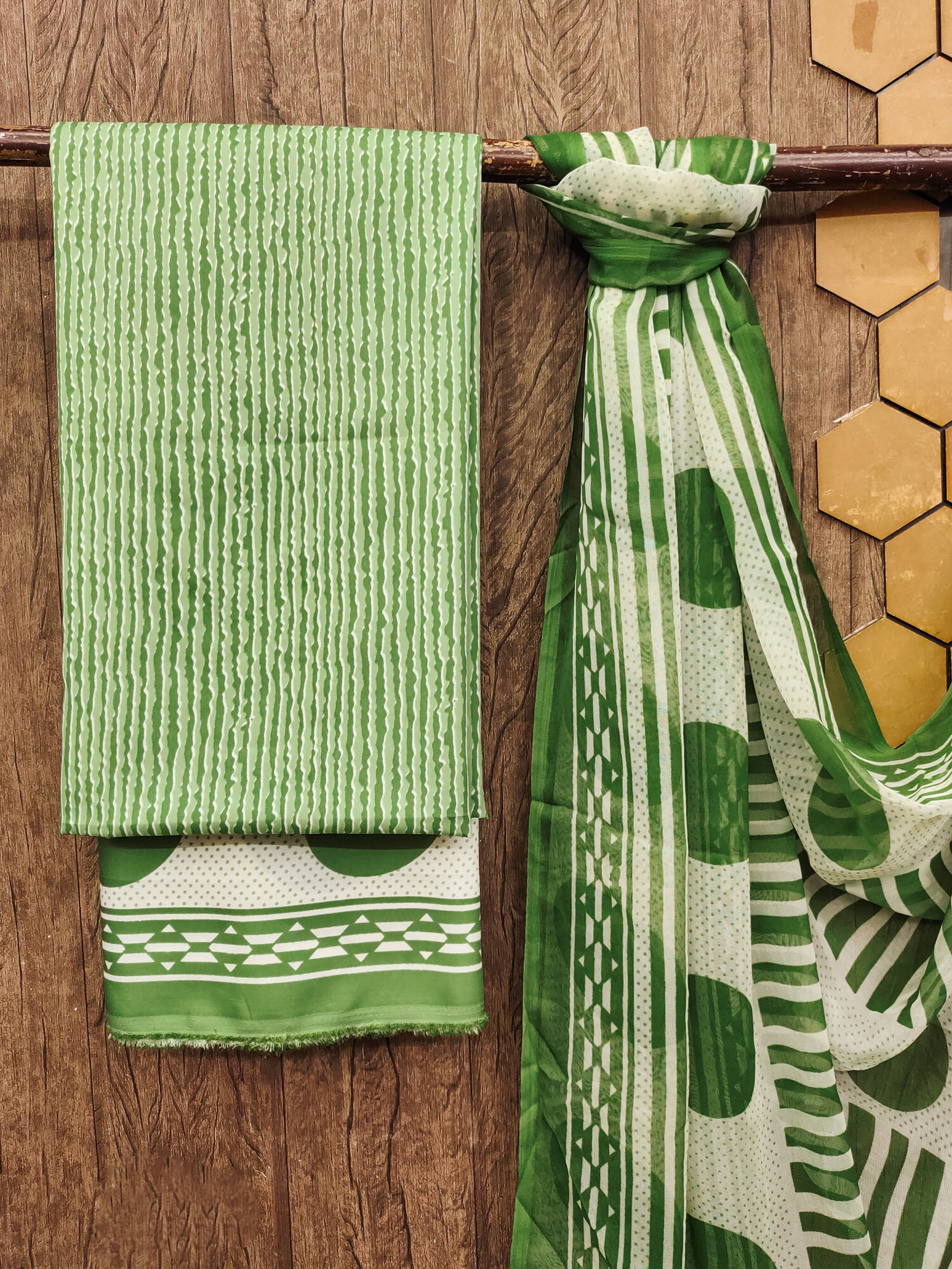 Kashvi Sarees Women Crepe Unstitched Dress Material ( Green ) Kashvi Sarees Women Crepe Unstitched Dress Material ( Green )