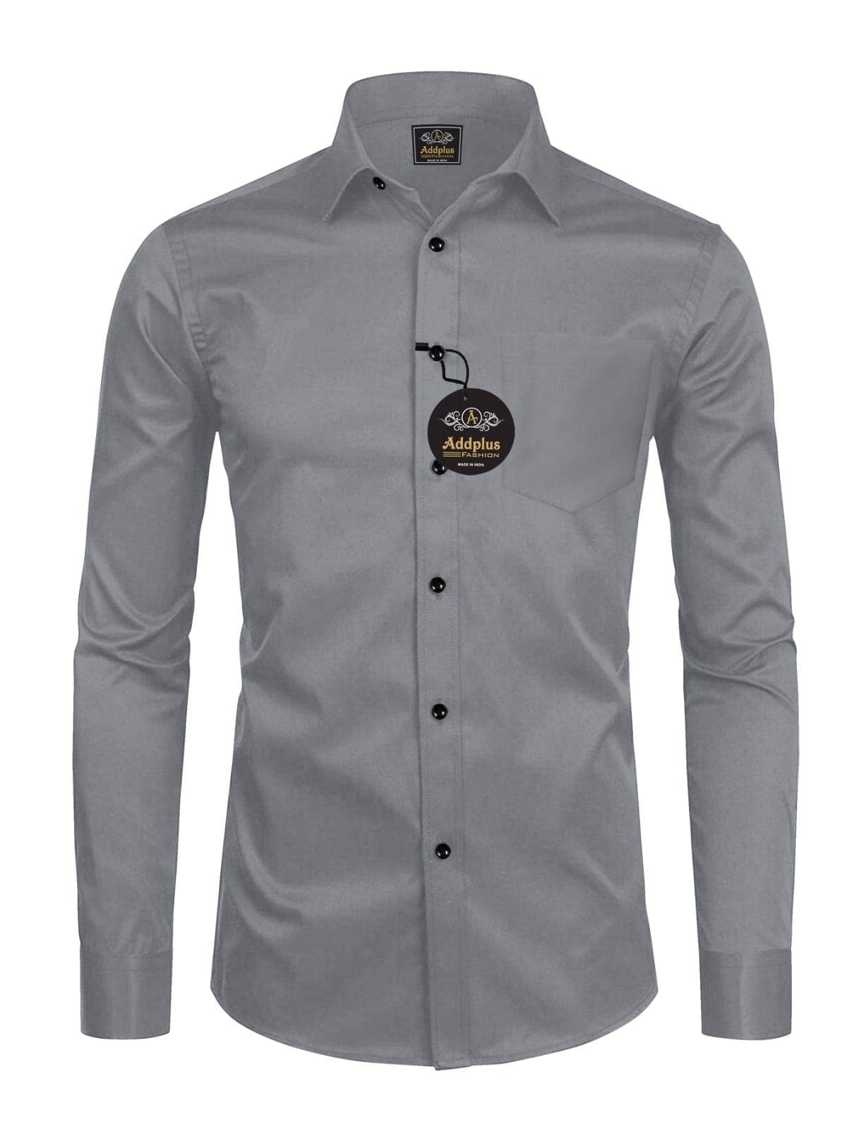     			Khodal fashion Cotton Blend Regular Fit Solids Full Sleeves Men's Casual Shirt - Grey ( Pack of 1 )