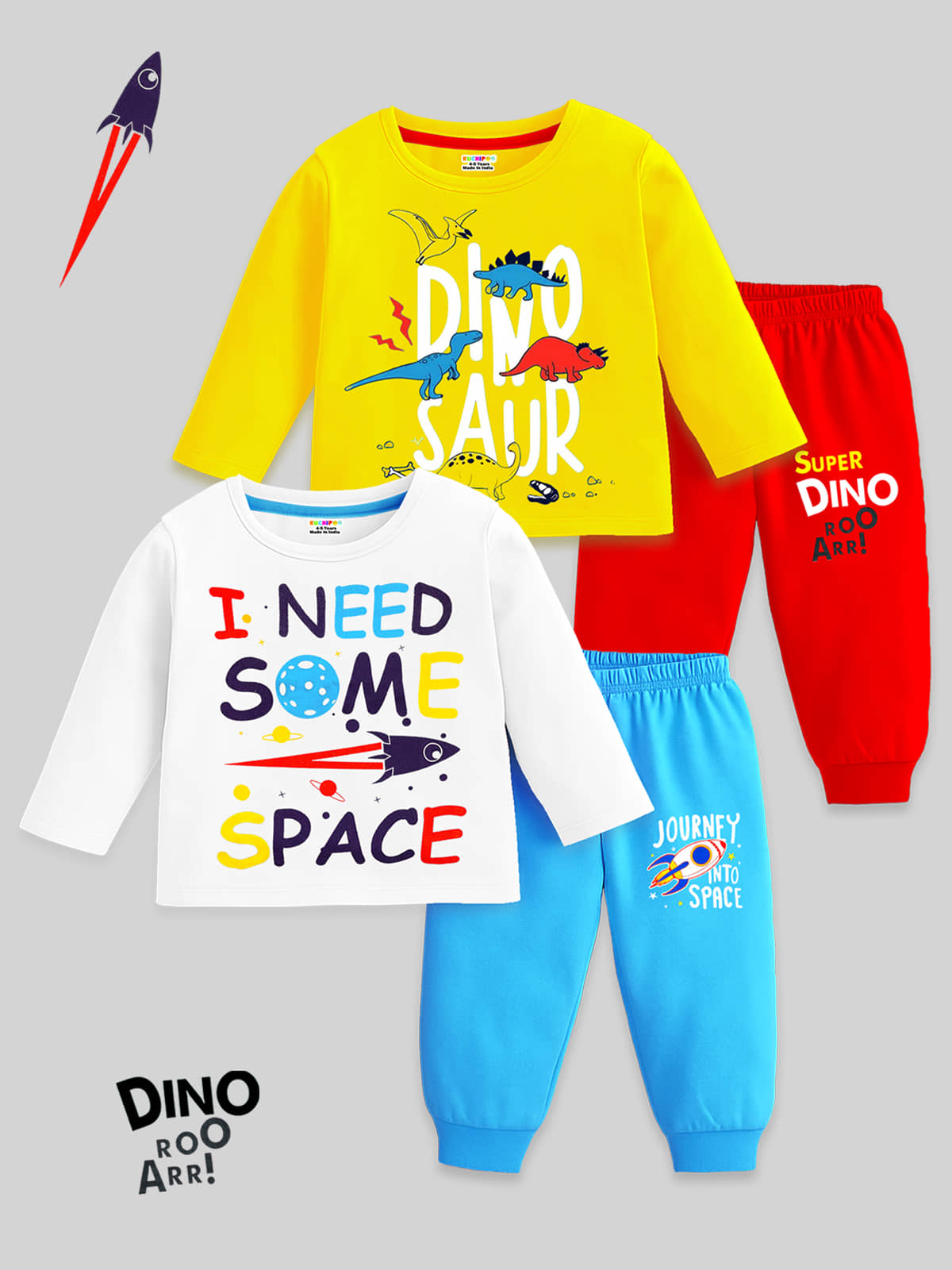 Kuchipoo Pack of 2 Boys Cotton T-Shirt & Trackpants Set ( Multicolor )