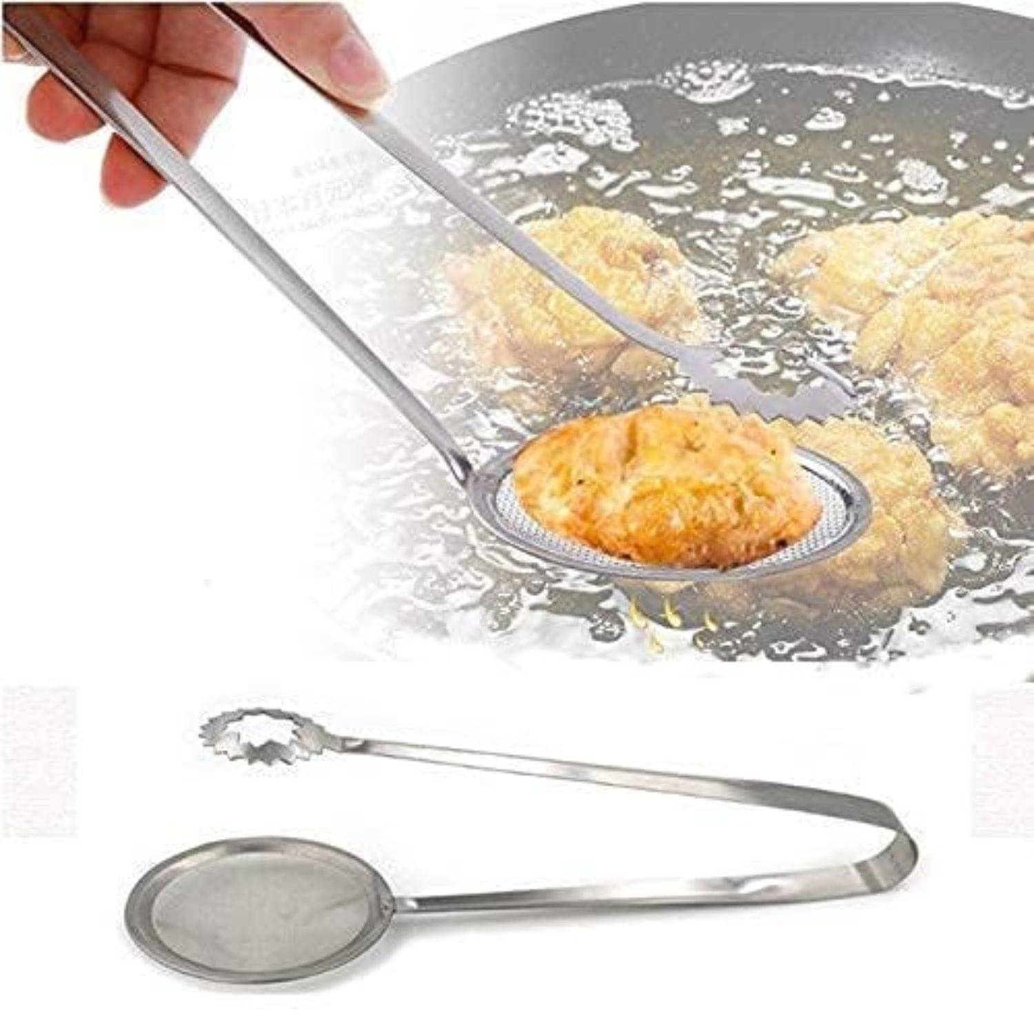 LOOTWAGON Kitchen Tool Multi-Functional 2 in 1 Stainless Steel Fry Tool Filter Spoon Strainer with Clip, Oil Frying BBQ Filter Mesh Strainer LOOTWAGON Kitchen Tool Multi-Functional 2 in 1 Stainless Steel Fry Tool Filter Spoon Strainer with Clip, Oil Frying BBQ Filter Mesh Strainer