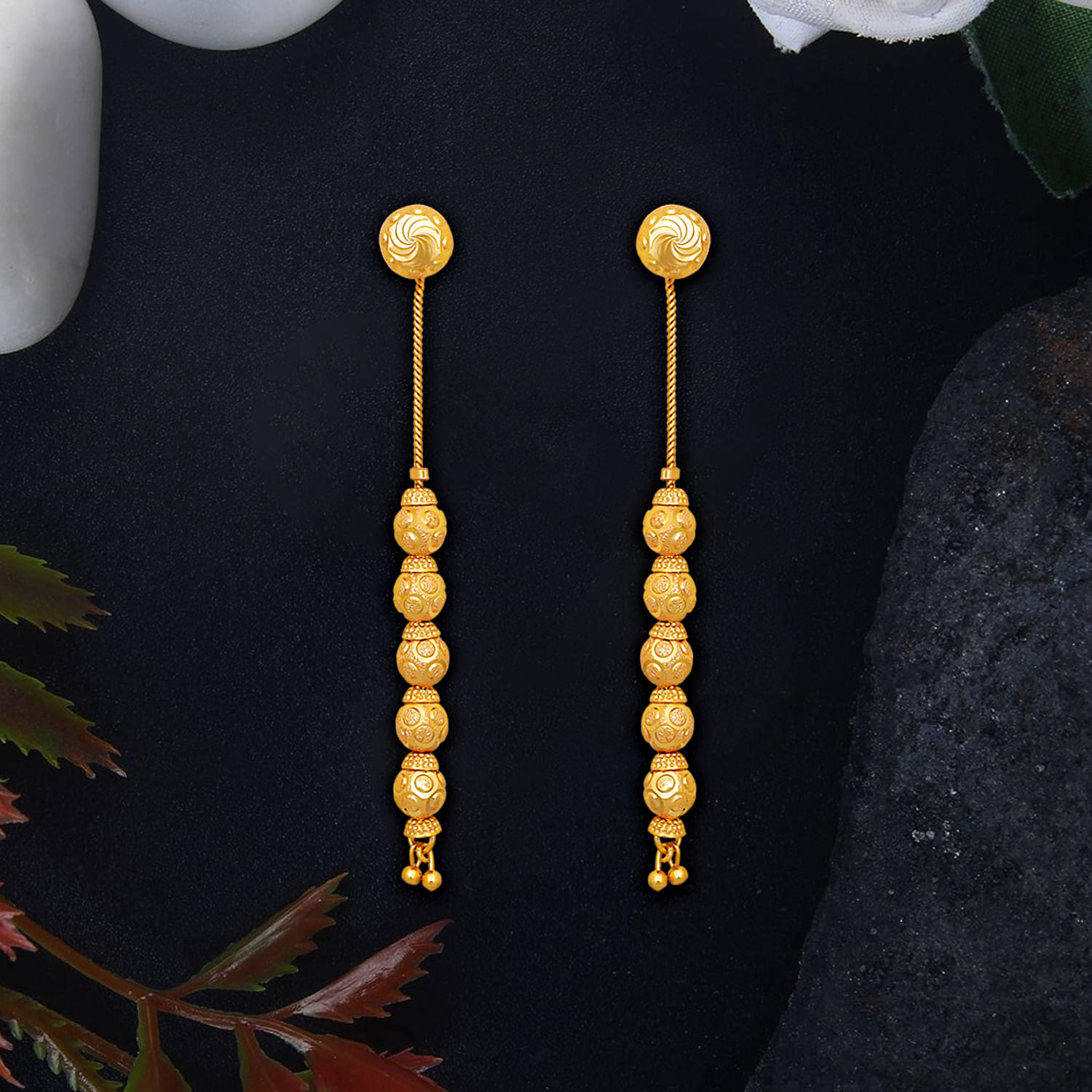     			LUV FASHION Golden Drop Earrings ( Pack of 1 )