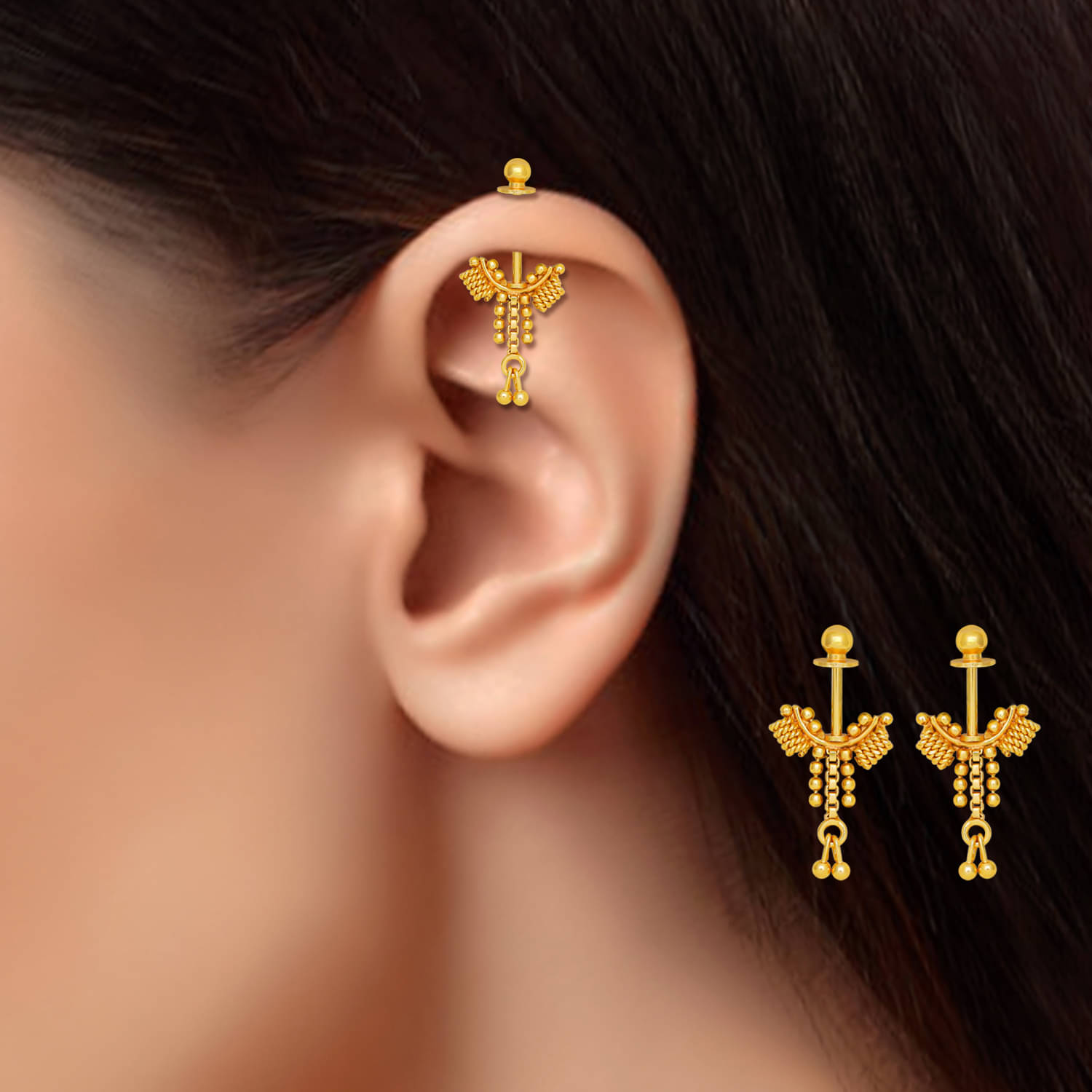     			LUV FASHION Golden Jhumki Earrings ( Pack of 1 )