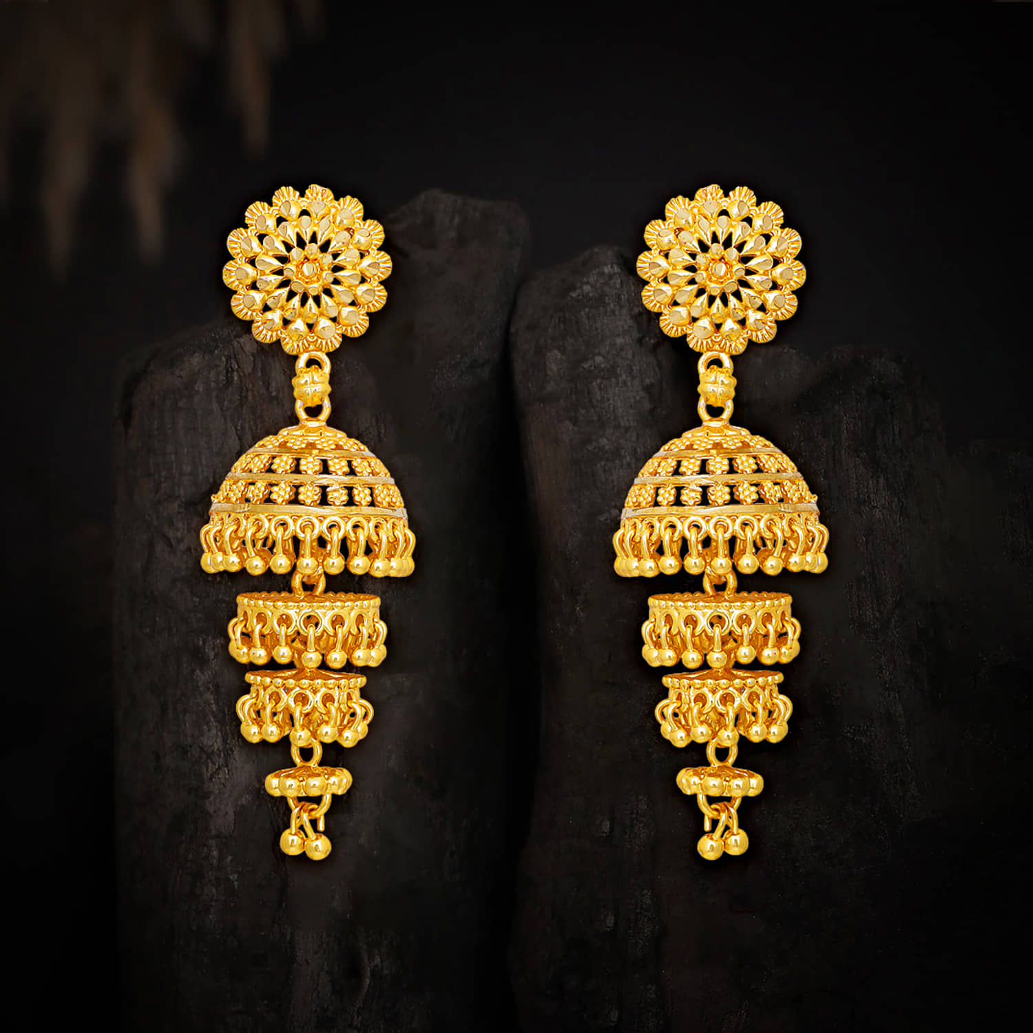 LUV FASHION Golden Jhumki Earrings ( Pack of 1 ) - Earrings | Buy online on ZillyBuy