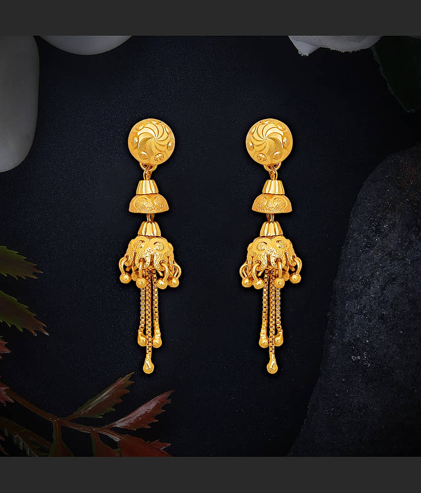 LUV FASHION Golden Jhumki Earrings ( Pack of 1 ) - Earrings | Buy online on ZillyBuy