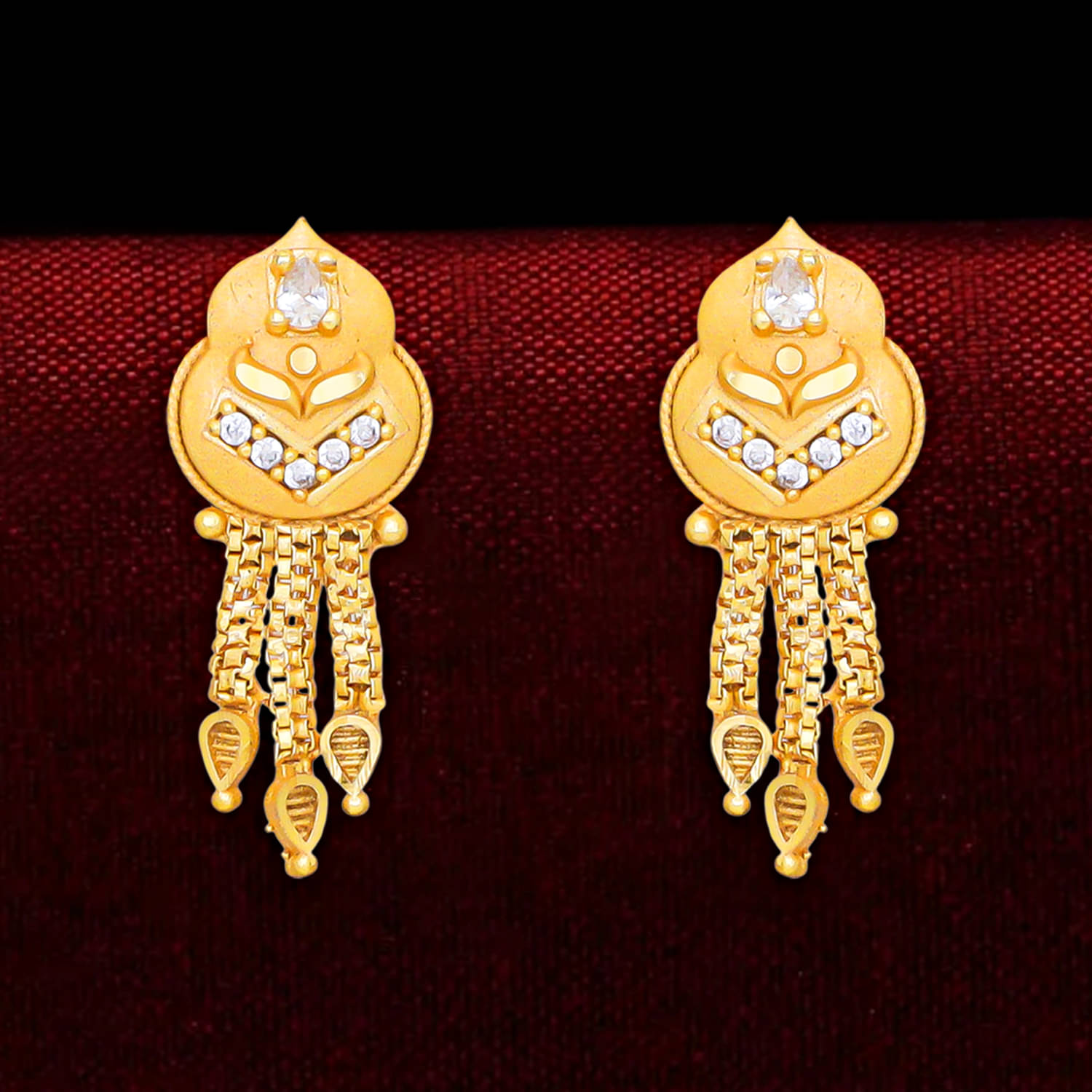     			LUV FASHION Golden Stud Earrings ( Pack of 1 )