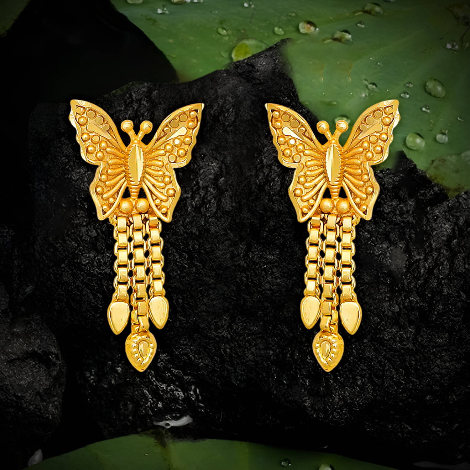     			LUV FASHION Golden Stud Earrings ( Pack of 1 )