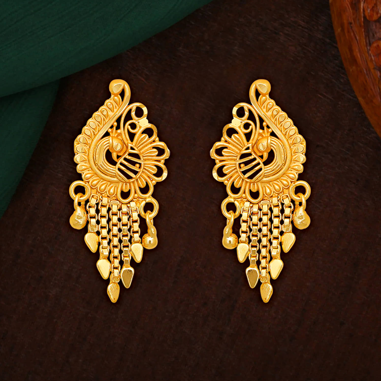 LUV FASHION Golden Stud Earrings ( Pack of 1 ) - Earrings | Buy online on ZillyBuy