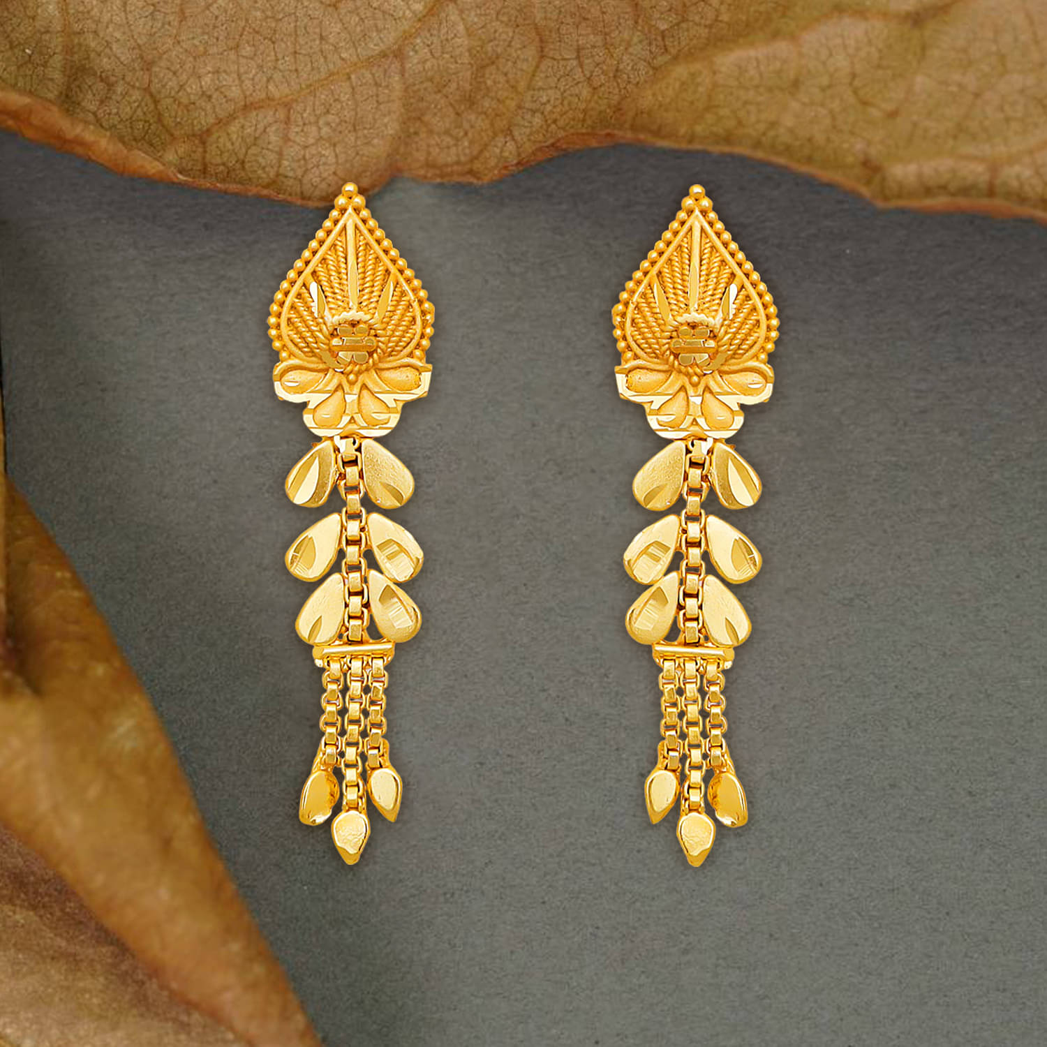    			LUV FASHION Golden Stud Earrings ( Pack of 1 )