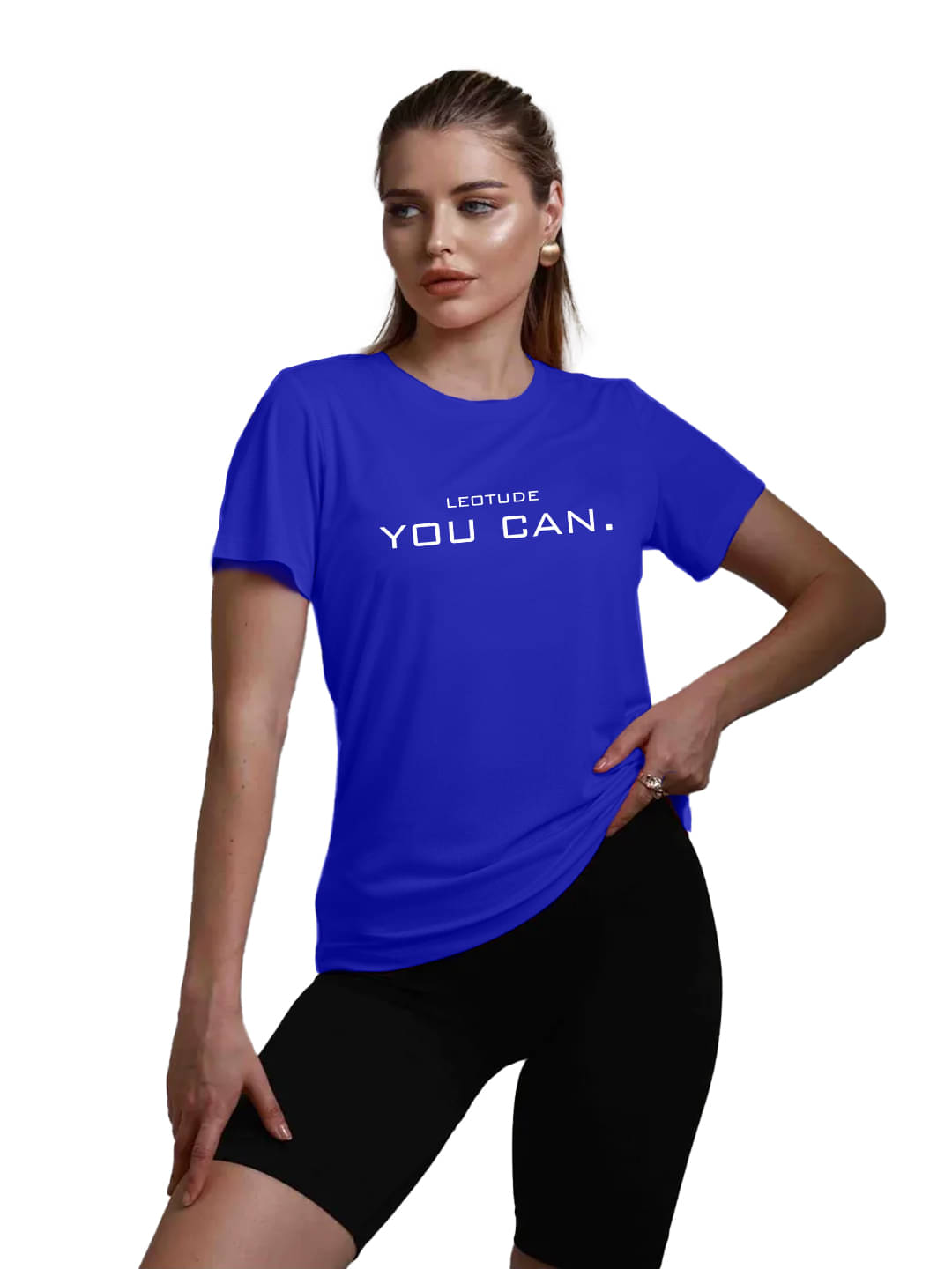     			Leotude Women Cotton Blend Printed Regular Fit Round Neck T-Shirt ( Blue )