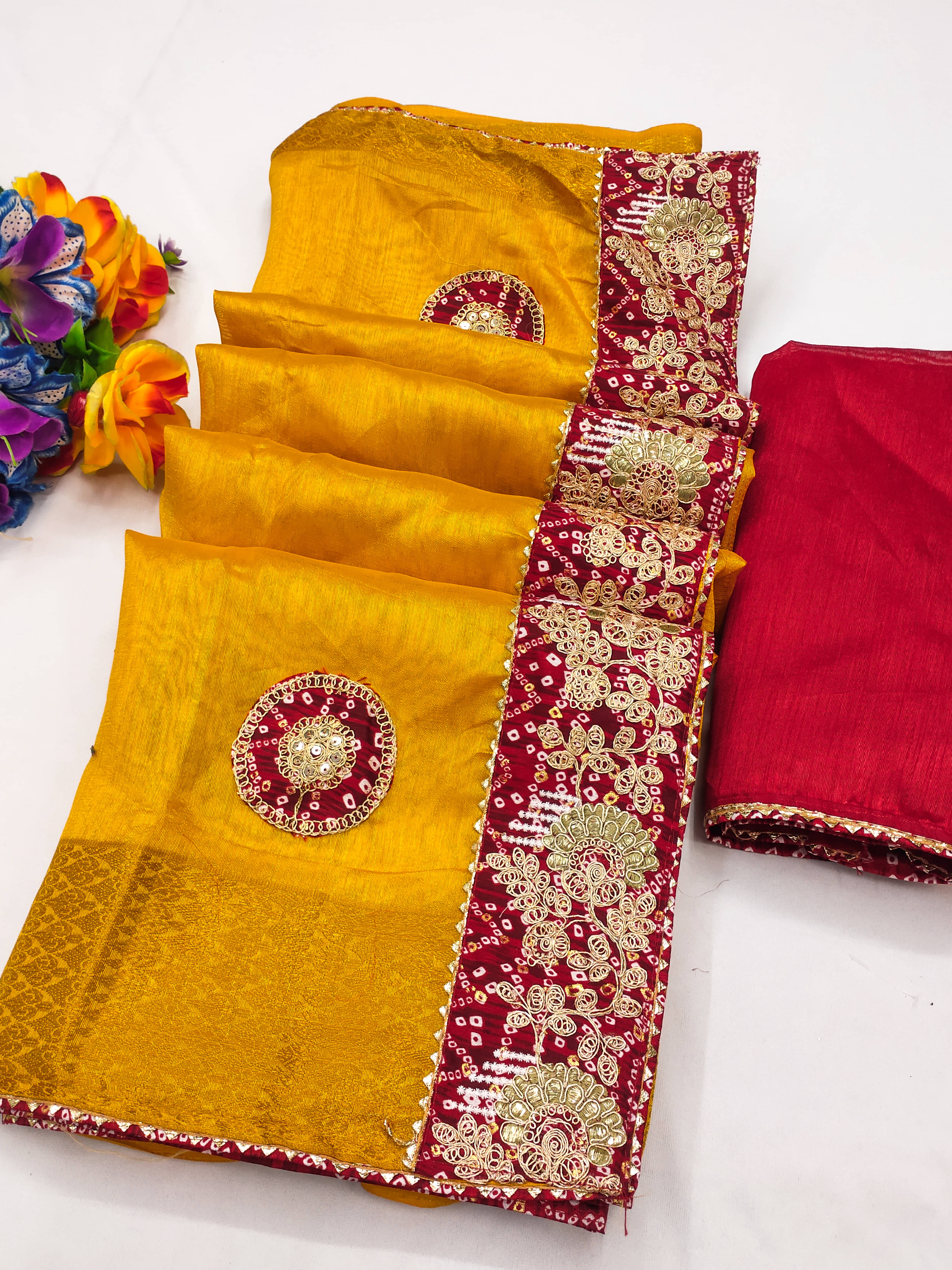     			Maayro Silk Blend Printed Regular Saree With Unstitched Blouse Piece ( Yellow1 )