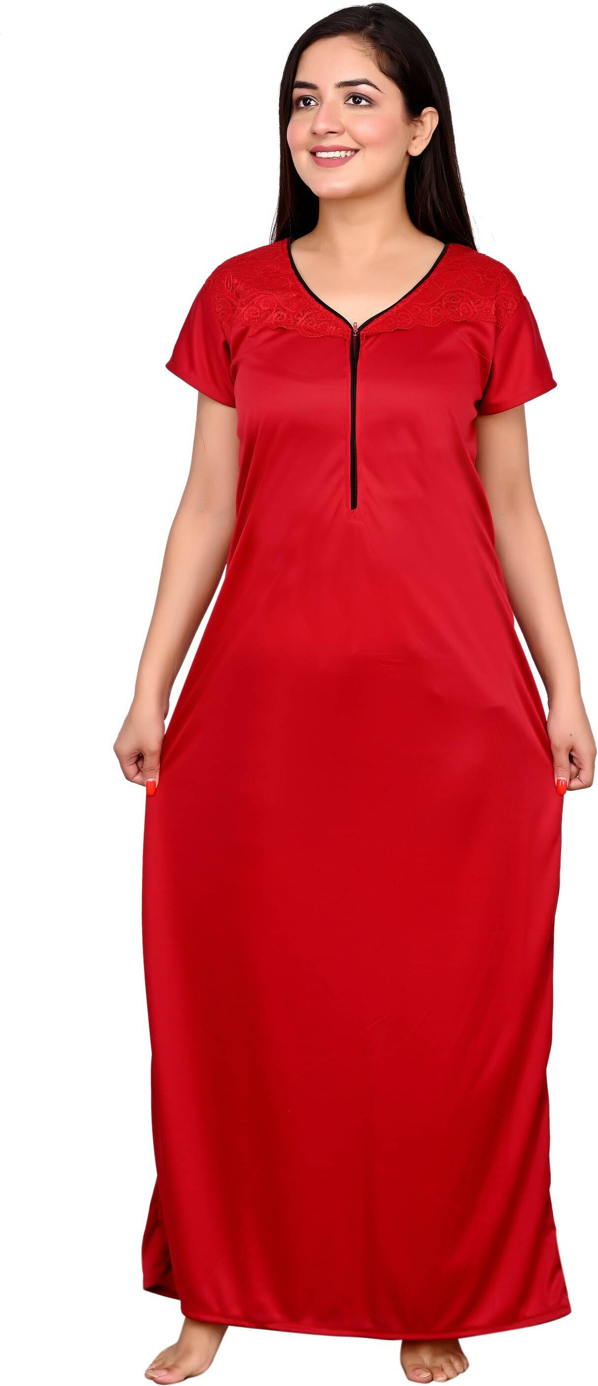     			Mercel Maroon Polyester Women's Nightwear Night Dress ( Pack of 1 )