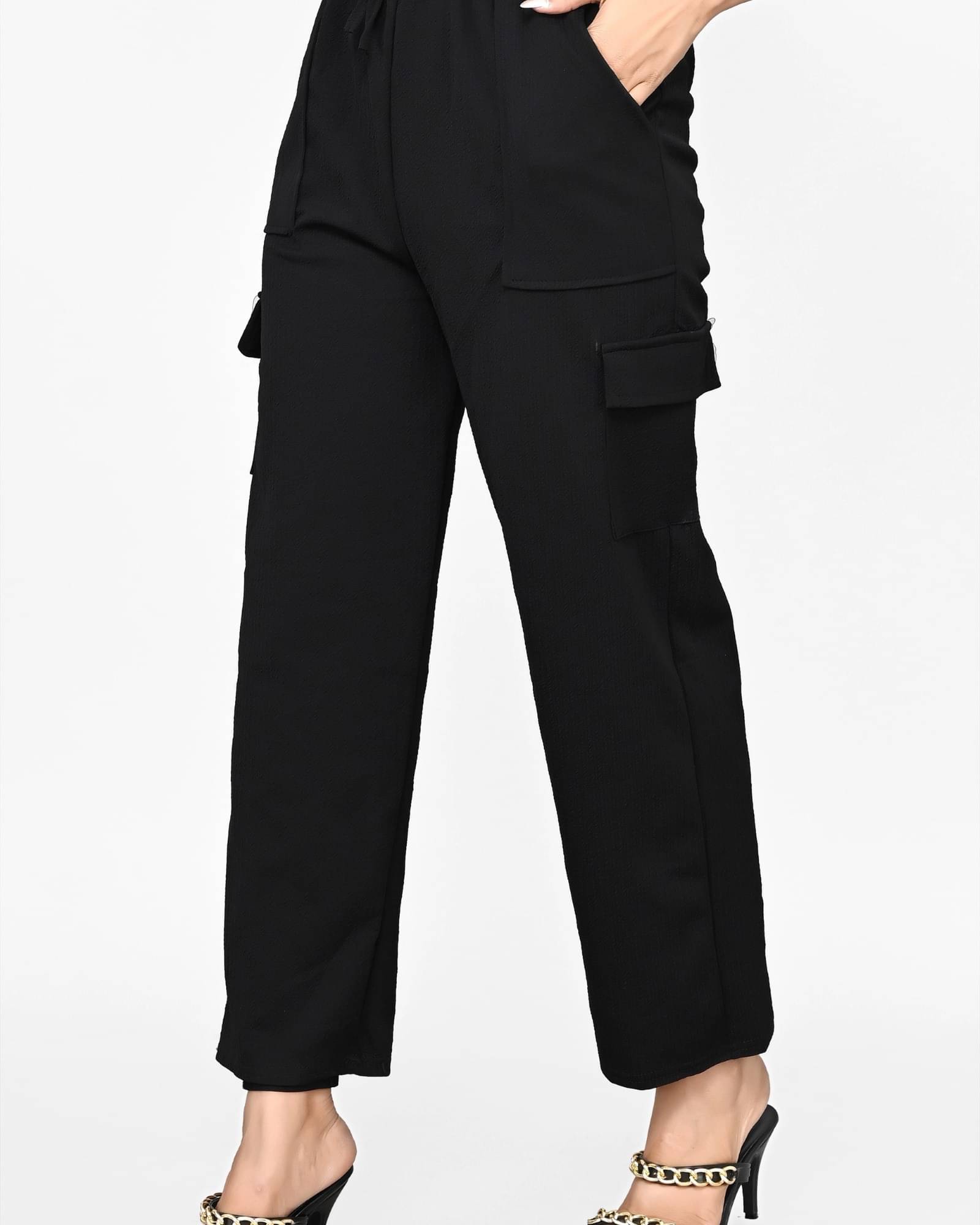     			Mercel Pack of 1 Cotton Blend Regular Women's Cargo Pants ( Black )