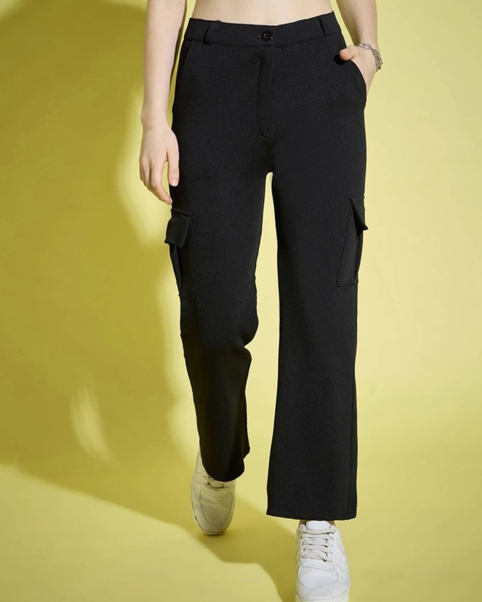     			Mercel Pack of 1 Cotton Blend Regular Women's Cargo Pants ( Black )