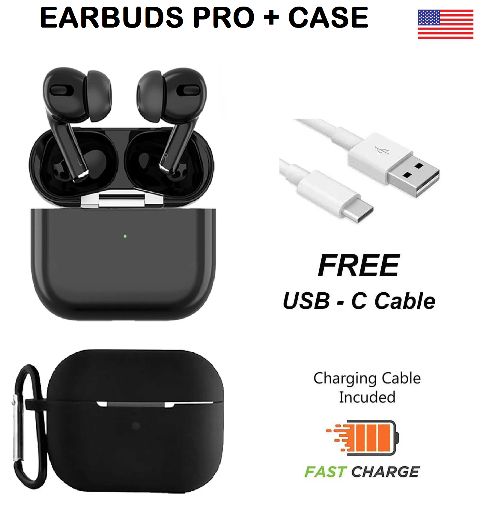 Noise Cancelling Wireless Earbuds with USB-C Fast Charging & Deep Bass (Black) Noise Cancelling Wireless Earbuds with USB-C Fast Charging & Deep Bass (Black)