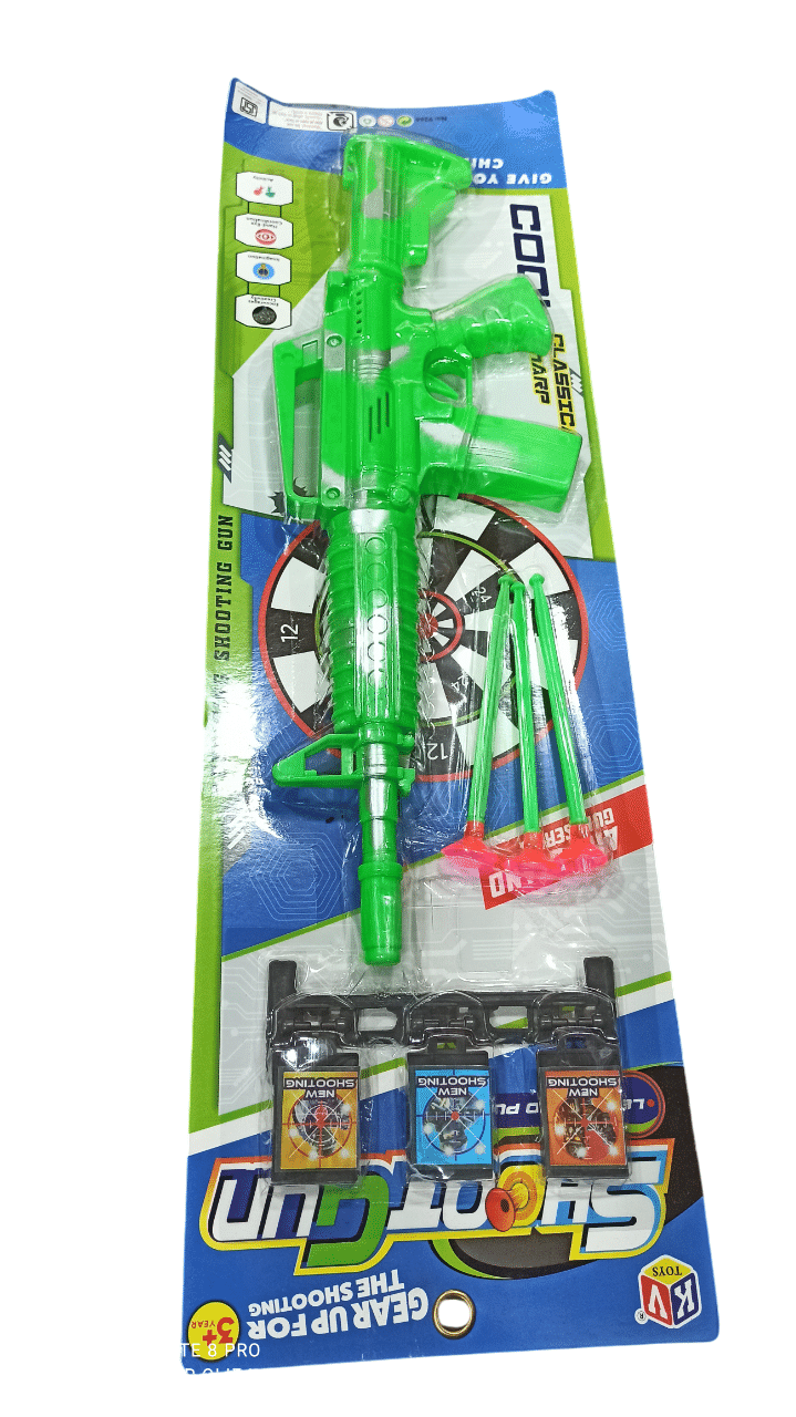     			OLIFIN Amazing Style Shooting Toy Gun for Kids. | Colourful  Shooting Gun. | 3 PCS. of VACCUM Darts. | Long Shooting Range. |  Toy Gun for Kids. (Green) Pack of 1