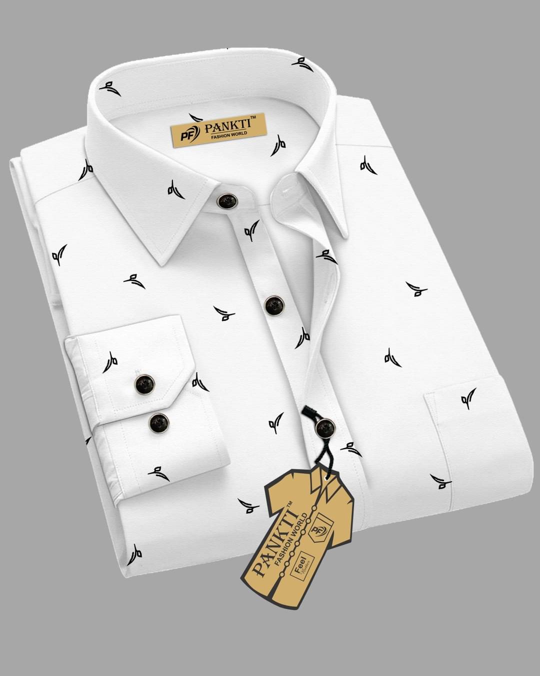     			PANKTI FASHION 100% Cotton Regular Fit Printed Full Sleeves Men's Casual Shirt - White ( Pack of 1 )