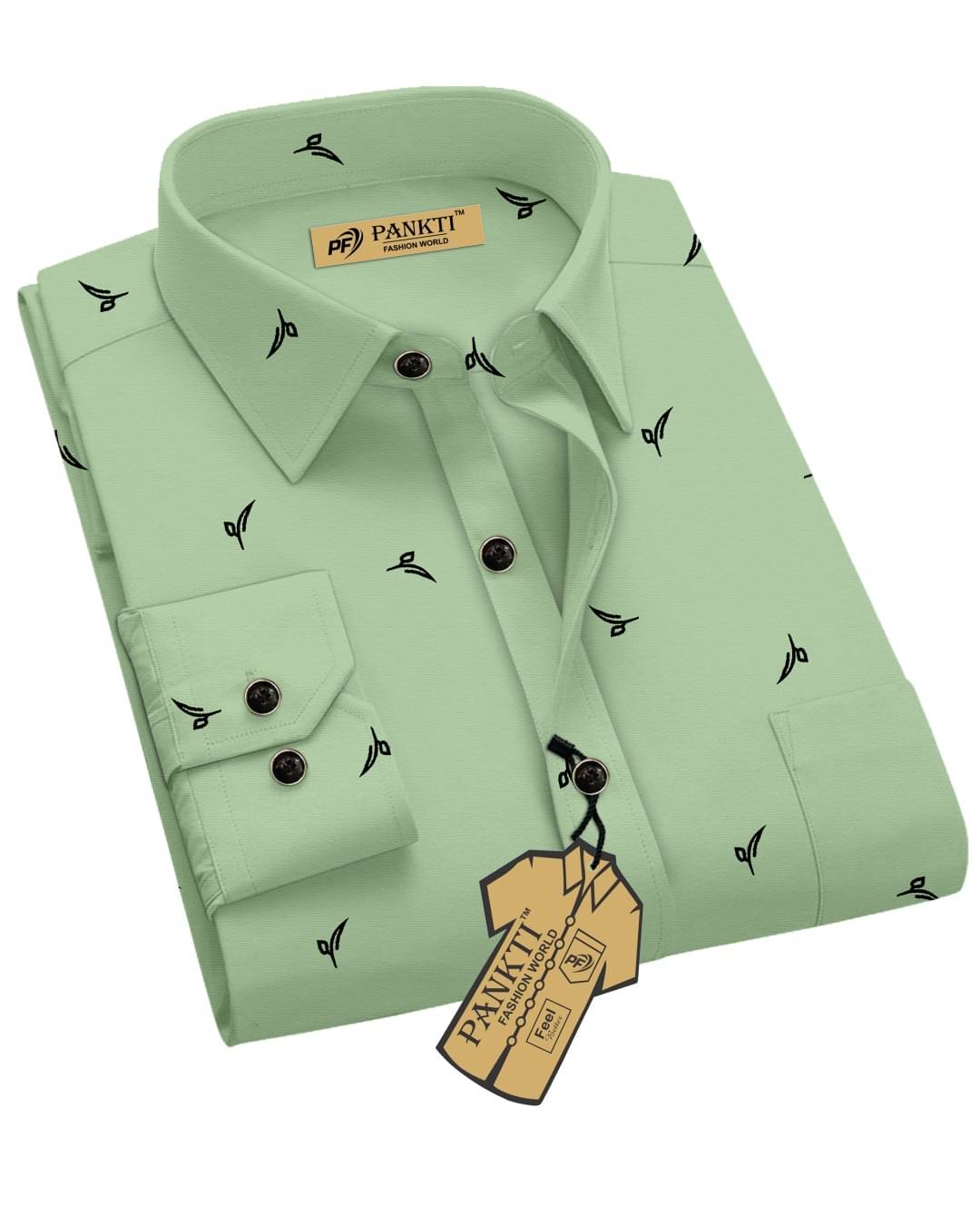 PANKTI FASHION 100% Cotton Regular Fit Printed Full Sleeves Men's Casual Shirt - Light Green ( Pack of 1 )     			PANKTI FASHION 100% Cotton Regular Fit Printed Full Sleeves Men's Casual Shirt - Light Green ( Pack of 1 )