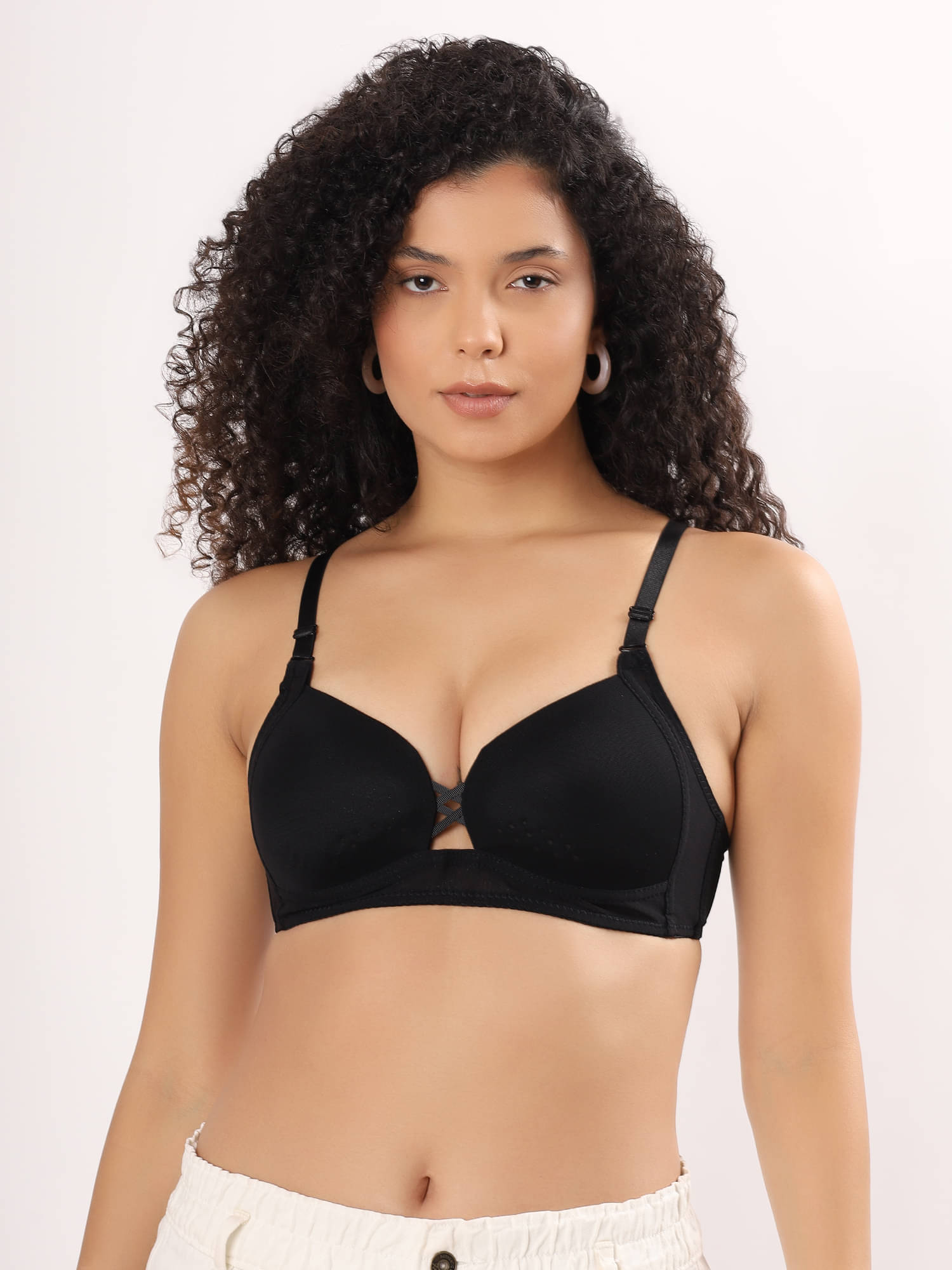     			PARKHA Pack of 1 Polyester Lightly Padded Plunge Bra For Women ( Black )