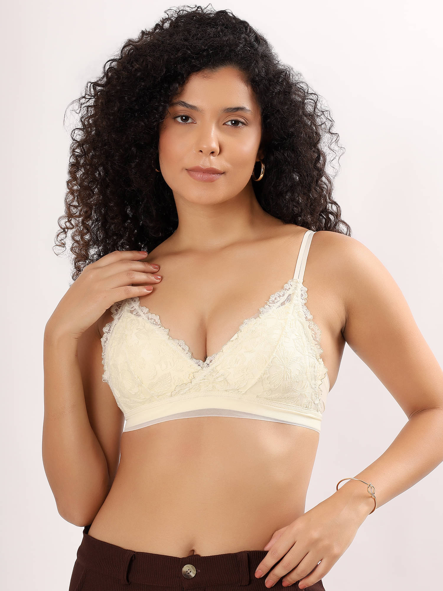    			PARKHA Pack of 1 Polyester Lightly Padded Plunge Bra For Women ( Yellow )