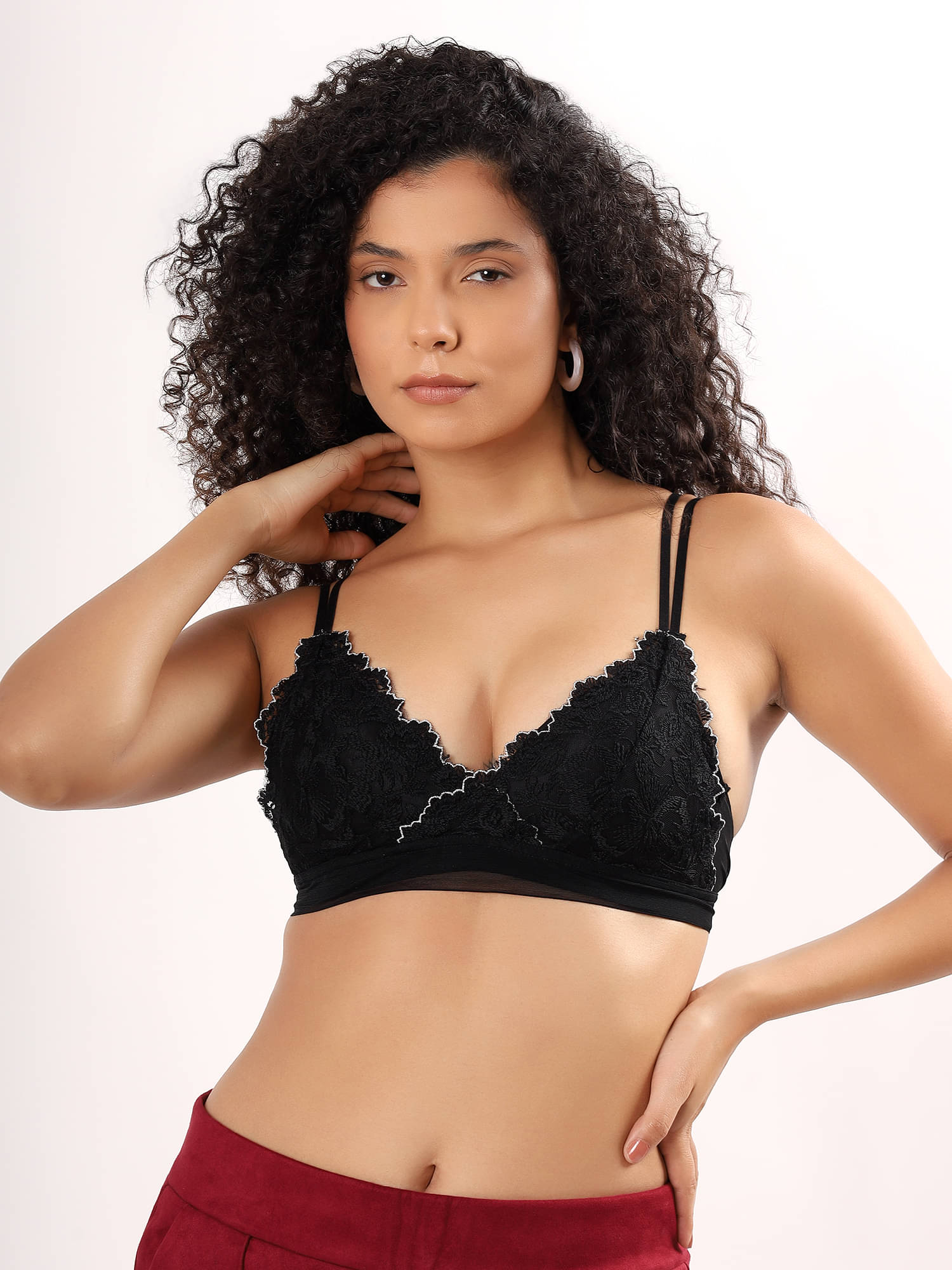     			PARKHA Pack of 1 Polyester Lightly Padded Plunge Bra For Women ( Black )