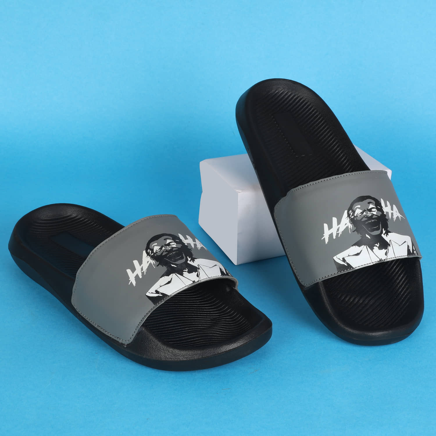 PERY PAO Grey Men's Slide Flip Flop