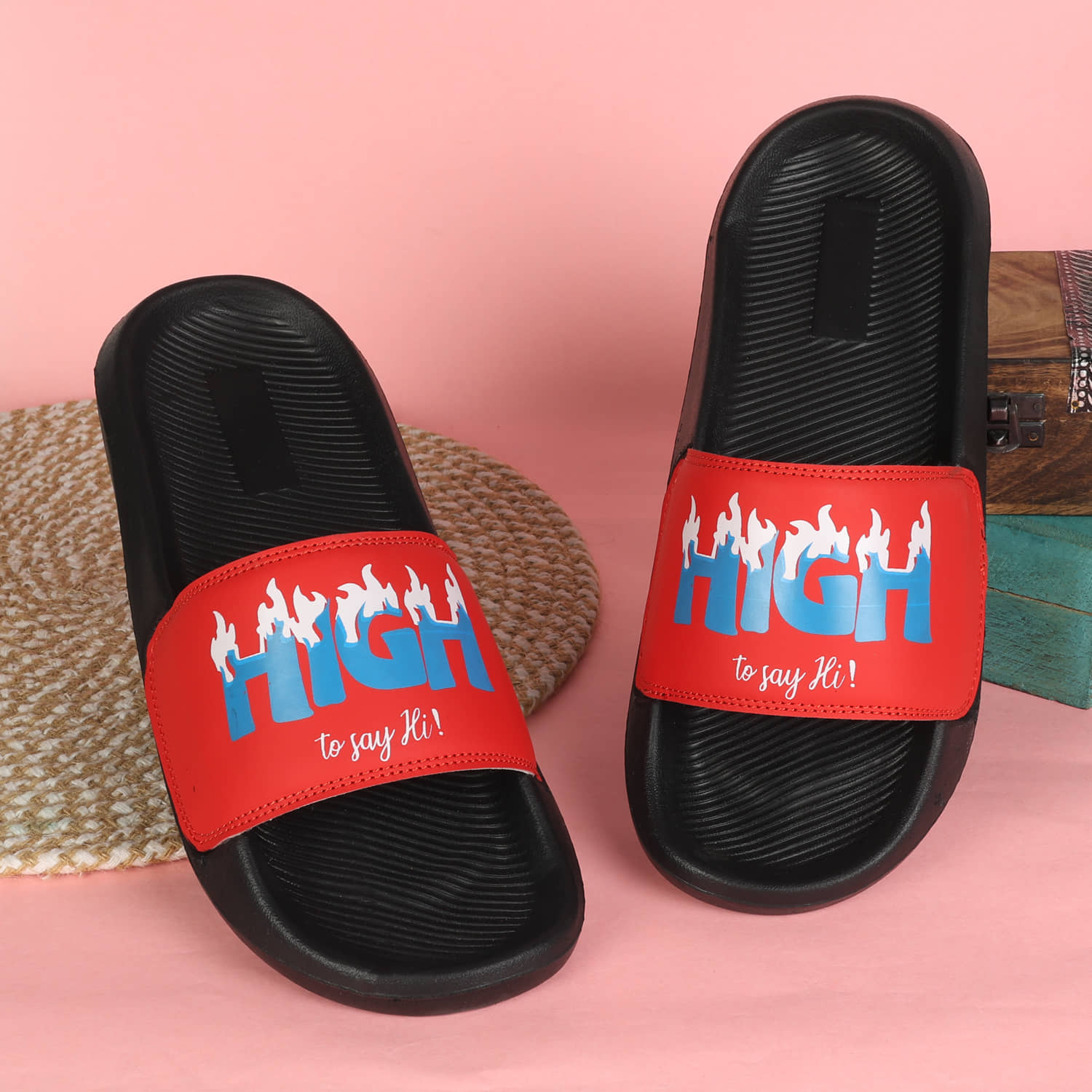 PERY PAO Red Men's Slide Flip Flop