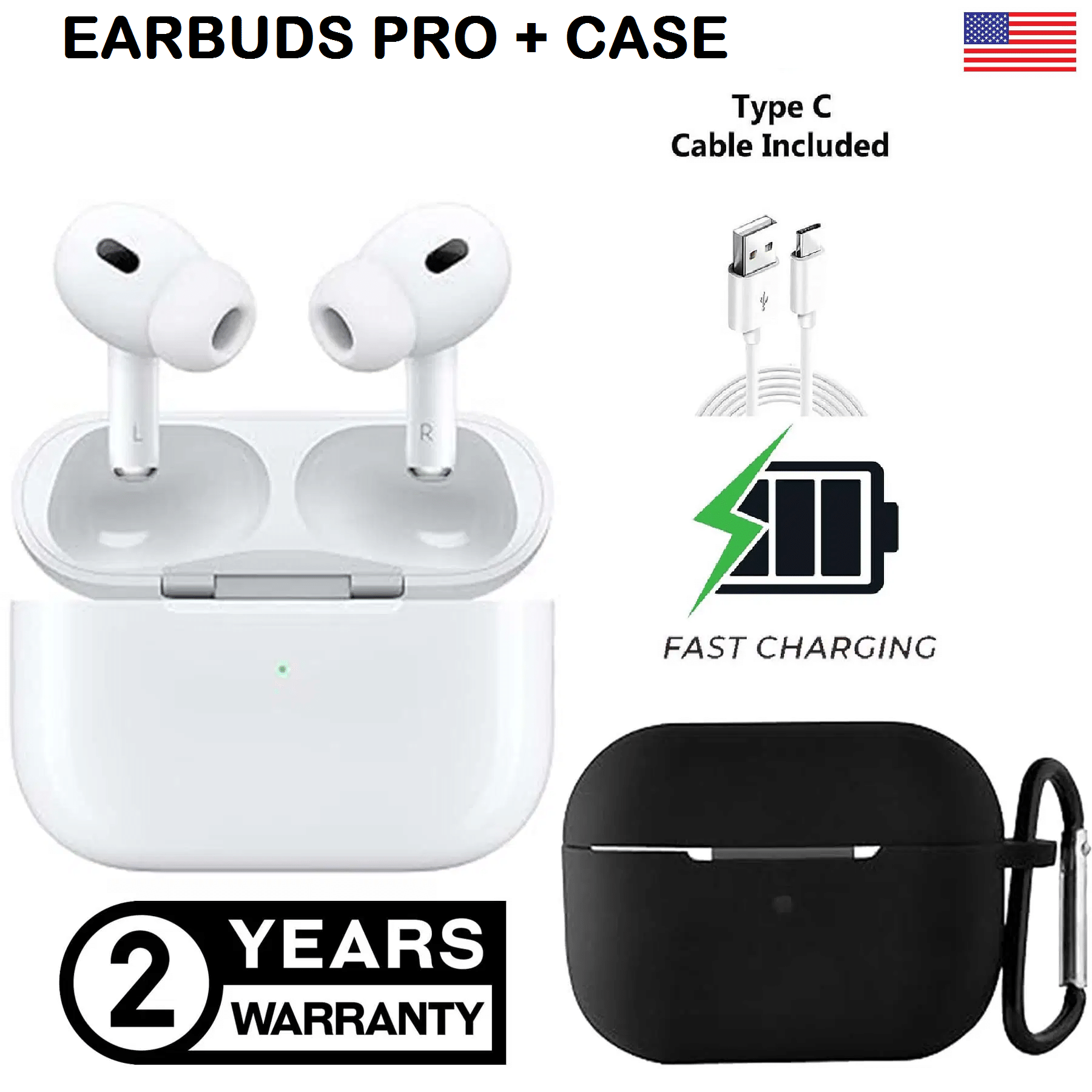 Pro Sound Wireless Earbuds | Noise Cancelling | USB-C Charging | UPTO 48H Battery (Black) Pro Sound Wireless Earbuds | Noise Cancelling | USB-C Charging | UPTO 48H Battery (Black)
