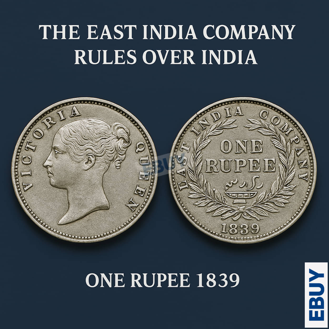 Rare 1 Rupee 1839 Victoria, British India old Silver-plated Coin Rare 1 Rupee 1839 Victoria, British India old Silver-plated Coin