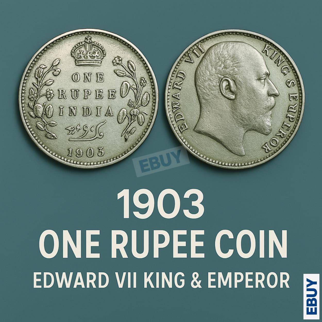 Rare 1 Rupee 1903 King Edward VII, British India Fancy Silverplated Coin Rare 1 Rupee 1903 King Edward VII, British India Fancy Silverplated Coin