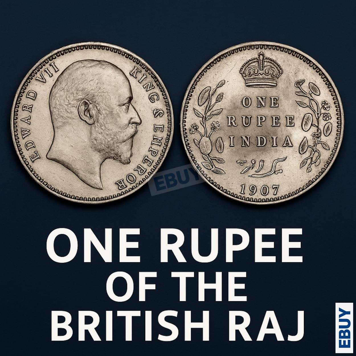     			Rare 1 Rupee 1907 King Edward VII, British India Fancy Silverplated Coin
