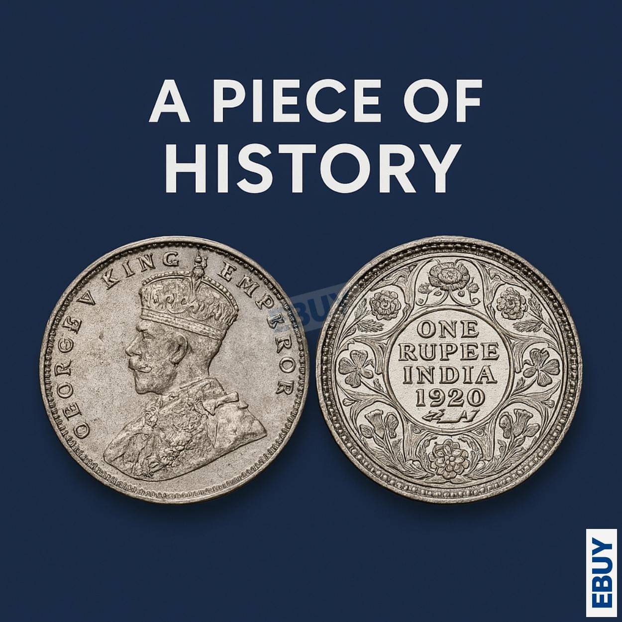 Rare 1 Rupee 1920 King George V, British India Fancy Silverplated Coin Rare 1 Rupee 1920 King George V, British India Fancy Silverplated Coin
