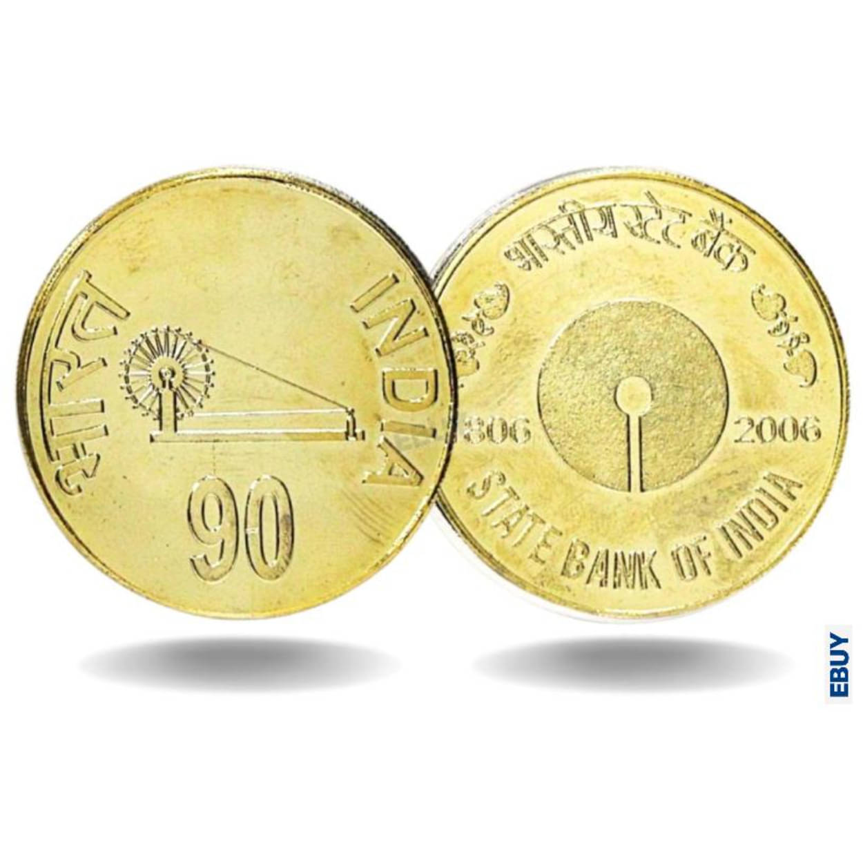     			Rare 90 Rupees 1806-2006 R.B.I@90 Rare Gold-Plated old Coin