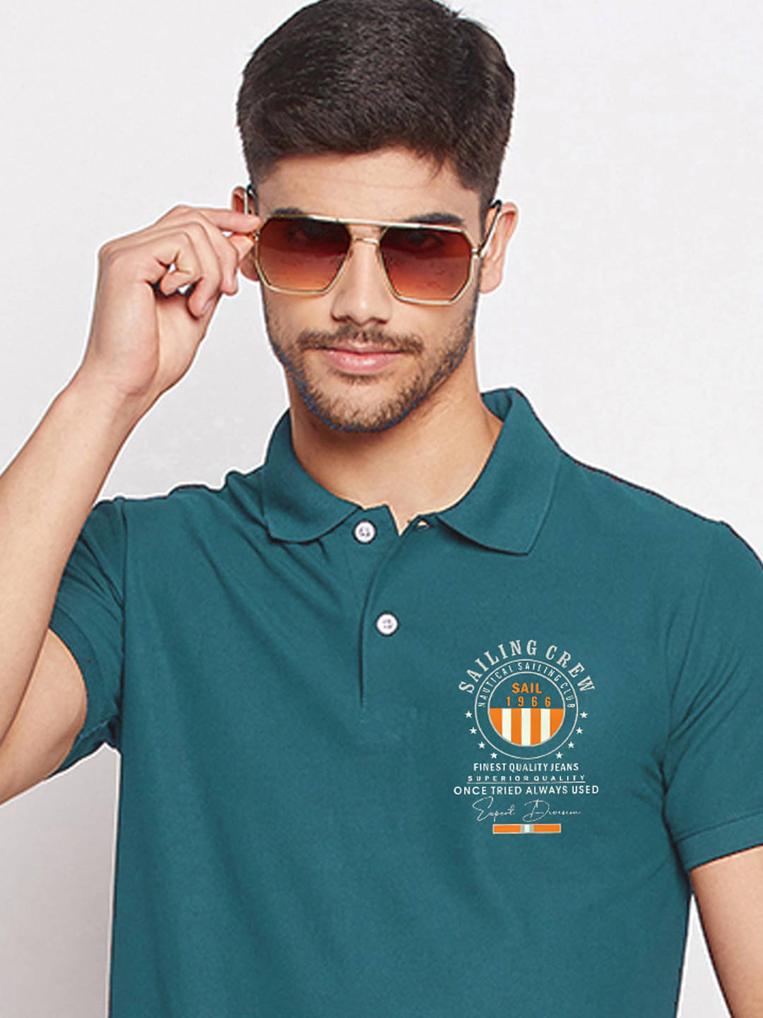     			Riss Men Polyester Regular Fit Solid Polo T Shirt ( Teal Blue )