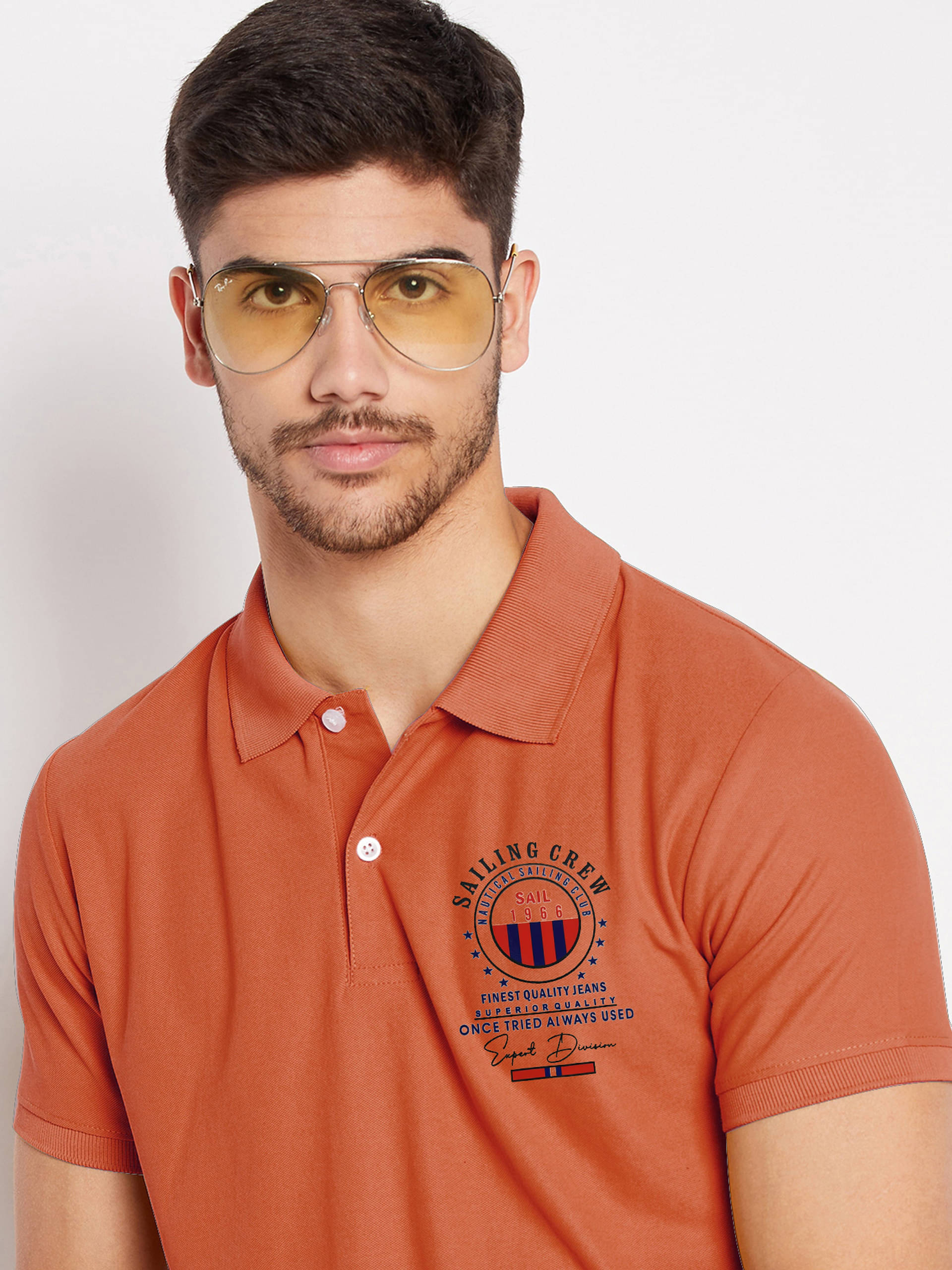     			Riss Men Polyester Regular Fit Solid Polo T Shirt ( Rust )