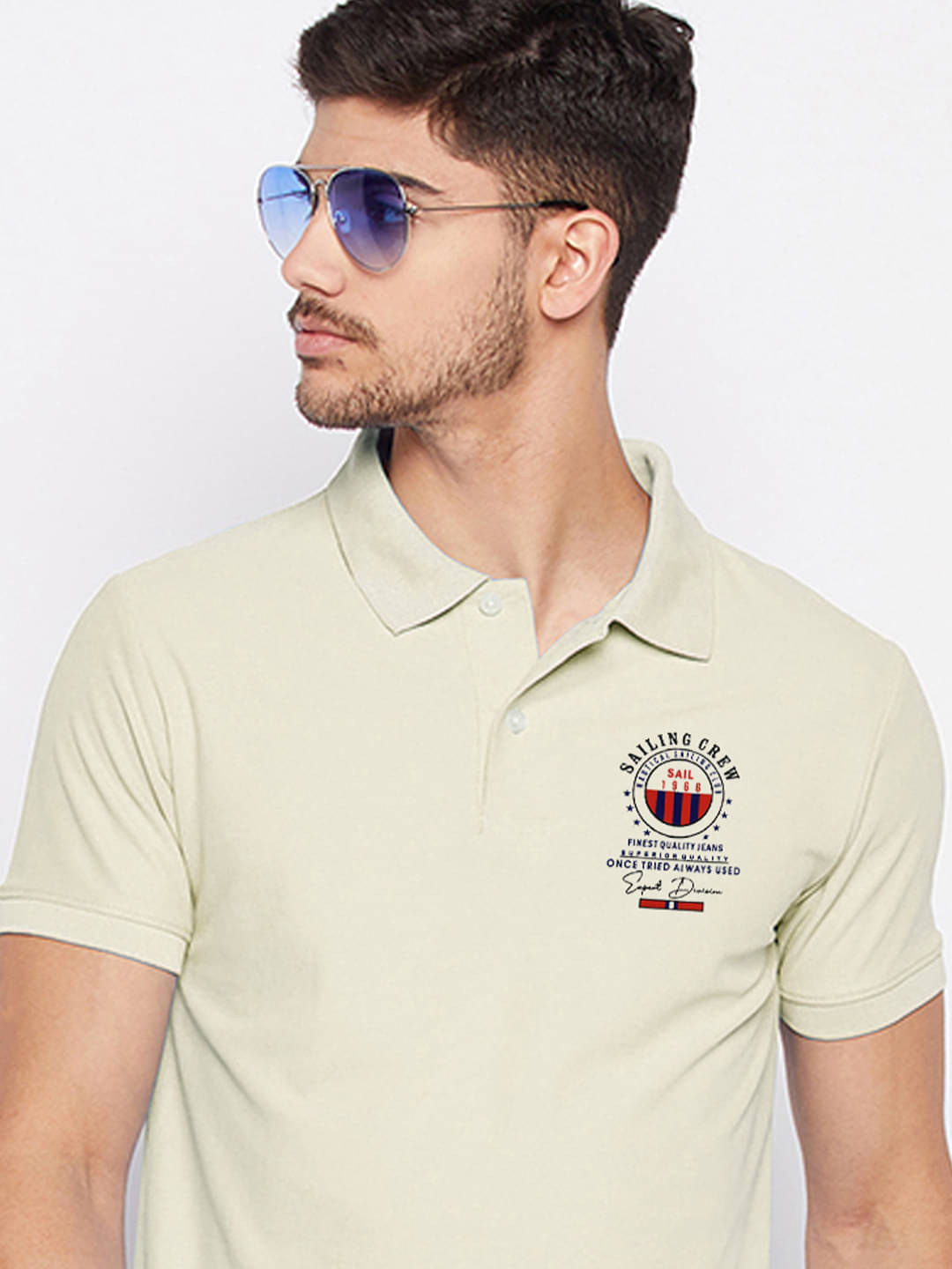     			Riss Men Polyester Regular Fit Solid Polo T Shirt ( Beige )