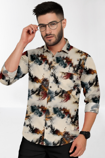 SHREE VASTRA HOUSE Cotton Blend Regular Fit Printed Full Sleeves Men's Casual Shirt - Gold ( Pack of 1 )     			SHREE VASTRA HOUSE Cotton Blend Regular Fit Printed Full Sleeves Men's Casual Shirt - Gold ( Pack of 1 )