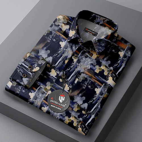 SHREE VASTRA HOUSE Cotton Blend Regular Fit Printed Full Sleeves Men's Casual Shirt - Black ( Pack of 1 ) SHREE VASTRA HOUSE Cotton Blend Regular Fit Printed Full Sleeves Men's Casual Shirt - Black ( Pack of 1 )