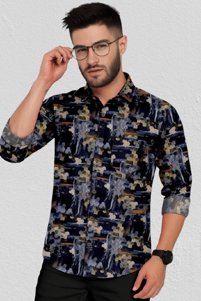     			SHREE VASTRA HOUSE Cotton Blend Regular Fit Printed Full Sleeves Men's Casual Shirt - Black ( Pack of 1 )