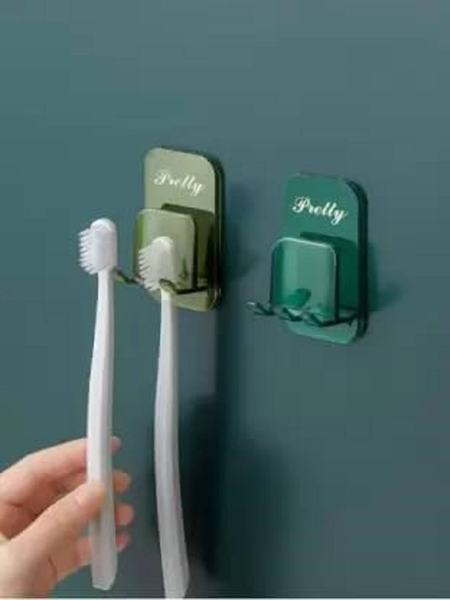    			Self Adhesive Wall-Mounted Toothbrush Holder, Punch-Free Plastic Hook Toothbrush Bottle Sundry Holder, Storage Rack Hanger Bathroom Toilet
