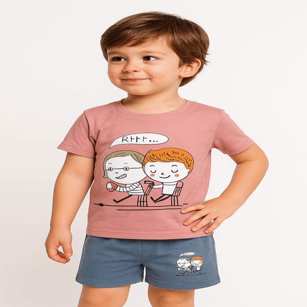     			Tring Pack of 1 Boys Cotton Blend T-Shirt & Shorts Set ( Pink )